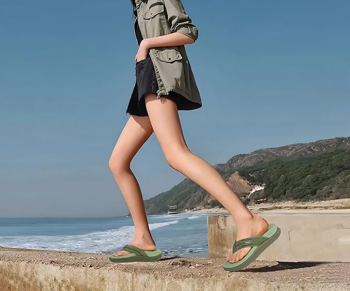 KuaiLu Womens Orthotic Cushion Flip Flops Sport Recovery Walking Sandals for Women with Comfortable Arch Support - Adjustable Flatform Slip On Indoor Outdoor For Summer Casual