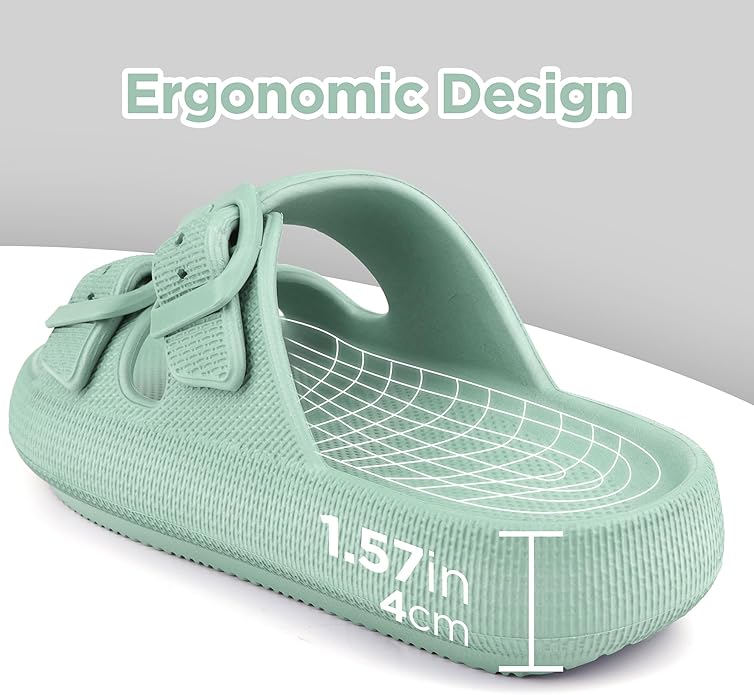 Kids Cloud Slides Girls Boys Double Buckle Slip On Sandals Youth Adjustable Flip Flops Summer Soft Pillow Slippers EVA Flat Beach Pool Shower Shoes
