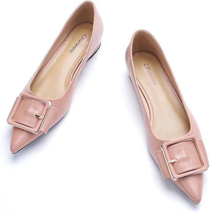 C.Paravano Women's Flats | Pointed Toe Ballet Shoes | Work Shoes for Women | Comfortable Flats