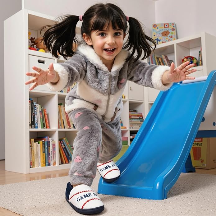 INMINPIN Kids Toddler Ball Sports Slippers Girls Boys Cozy Warm House Shoes Memory Foam Non-Slip Indoor Outdoor Slippers for Sports Fan (Toddler/Little Kid/Big Kid)