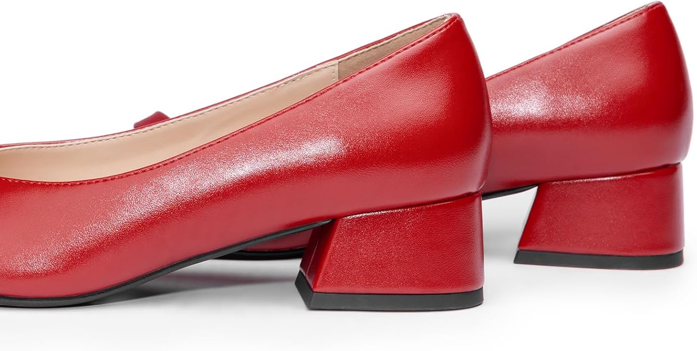 C.Paravano Women's Pumps | Low Chunky Heel | Block Heels for Women | Dress Shoes for Women | Comfortable Heels with Bow