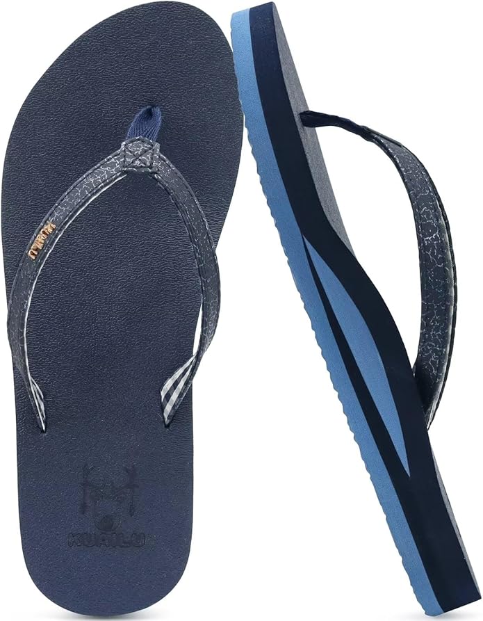 KuaiLu Womens Arch Support Flip Flops Comfortable Yoga Mat Slip on Summer Beach Walking Thong Cushion Sandals