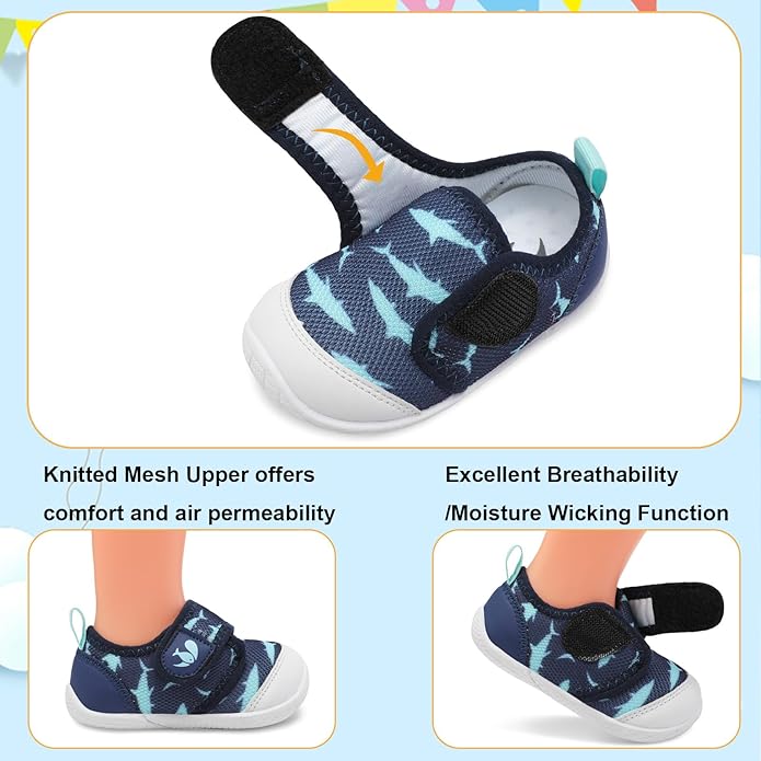 FEETCITY Baby First Walking Shoes Boys Girls Infant Sneakers Crib Shoes Breathable Lightweight Slip On Shoes