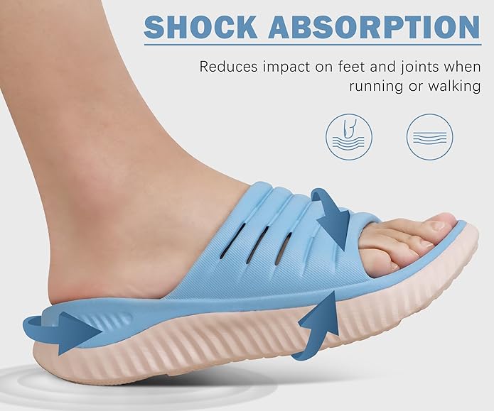 KuaiLu Womens Recovery Sandals With Comfortable Plantar Fasciitis Support,Ladies Orthotic Open Toe Sport Slides Thick Cushion Reduces Stress on Feet,Joints & Back Post-Exercise