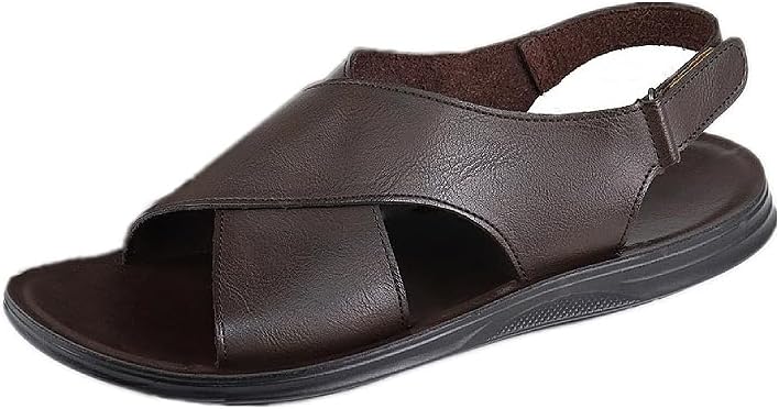 MGGMOKAY Mens Across Sandals Summer Leather Sandal Classic Soft Comfort Summer Shoes