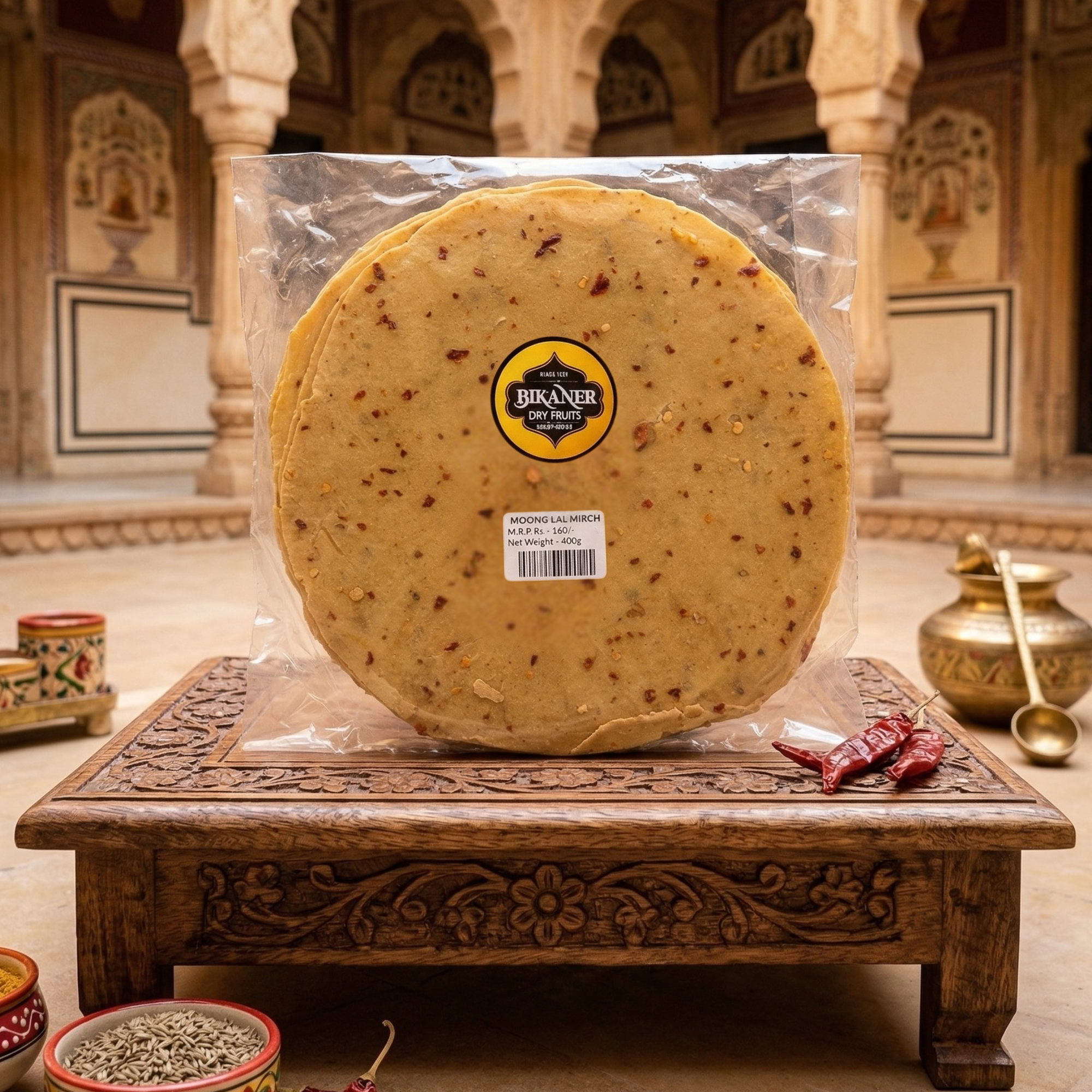 Moong Lal Mirch Papad