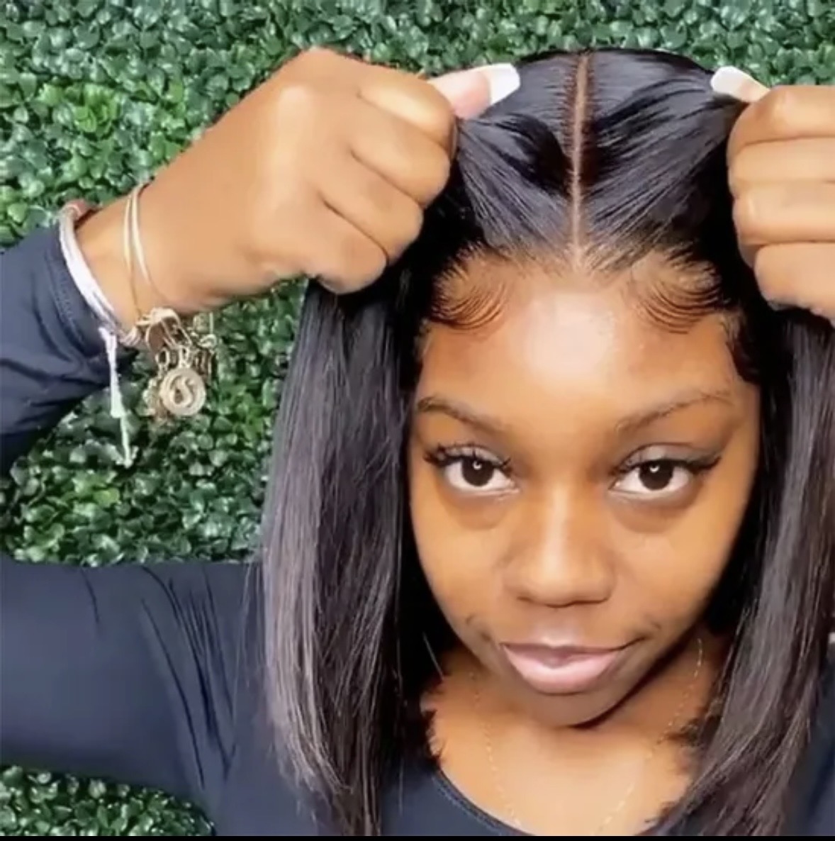 Straight human hair lace wig