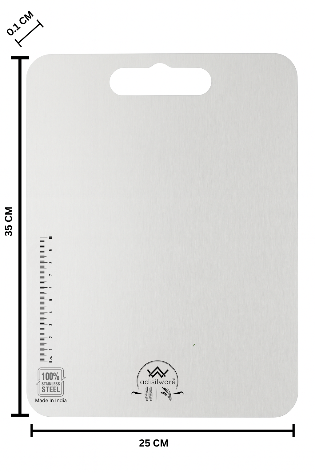 Adisilware Large Premium Stainless Steel Cutting Board for Kitchen - Premium Ruler Design