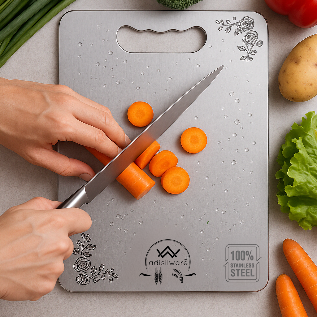 Adisilware Large Stainless Steel Cutting Board for Kitchen - Thick Premium