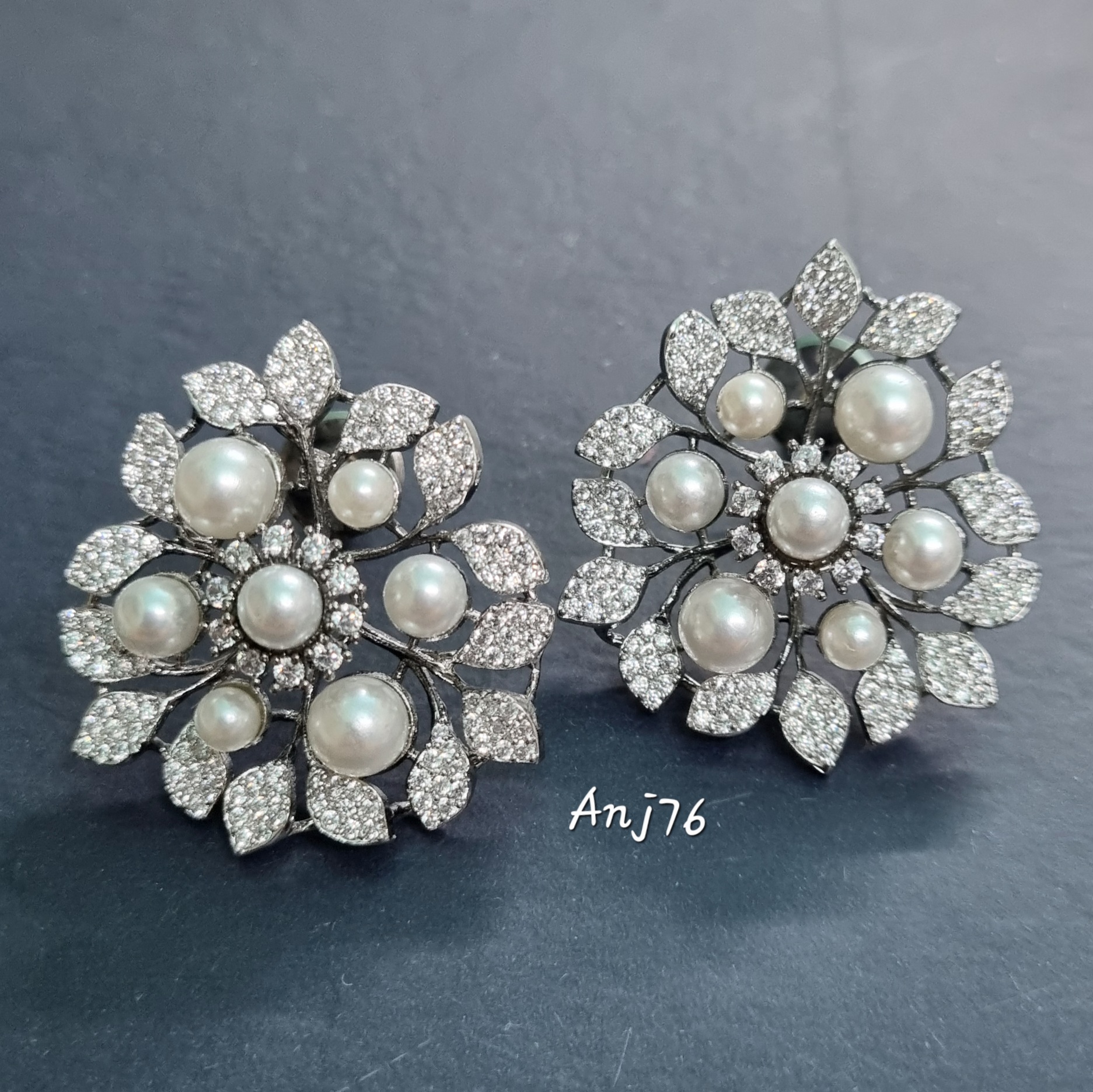 Pearl and Diamond Floral Earrings