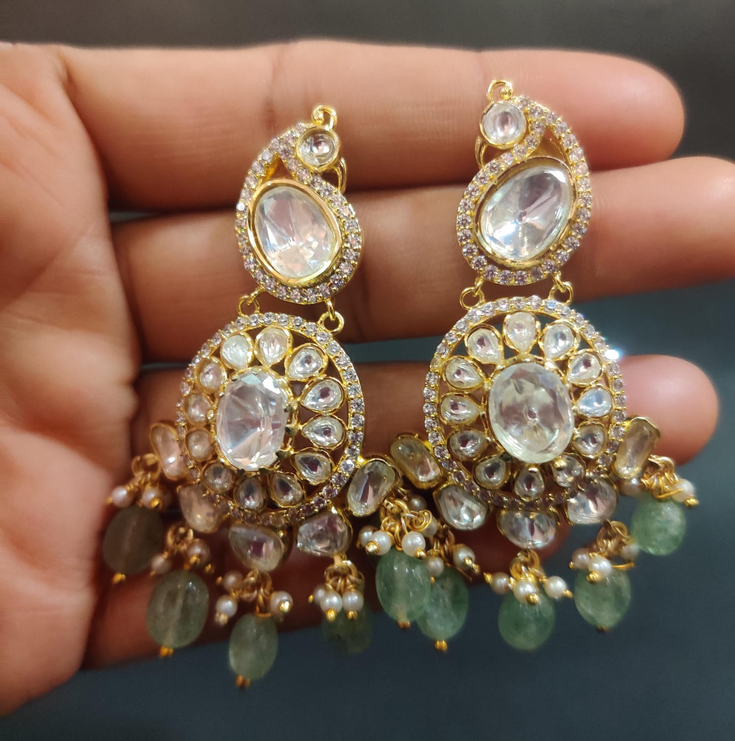 Elegant Kundan Chandelier Earrings