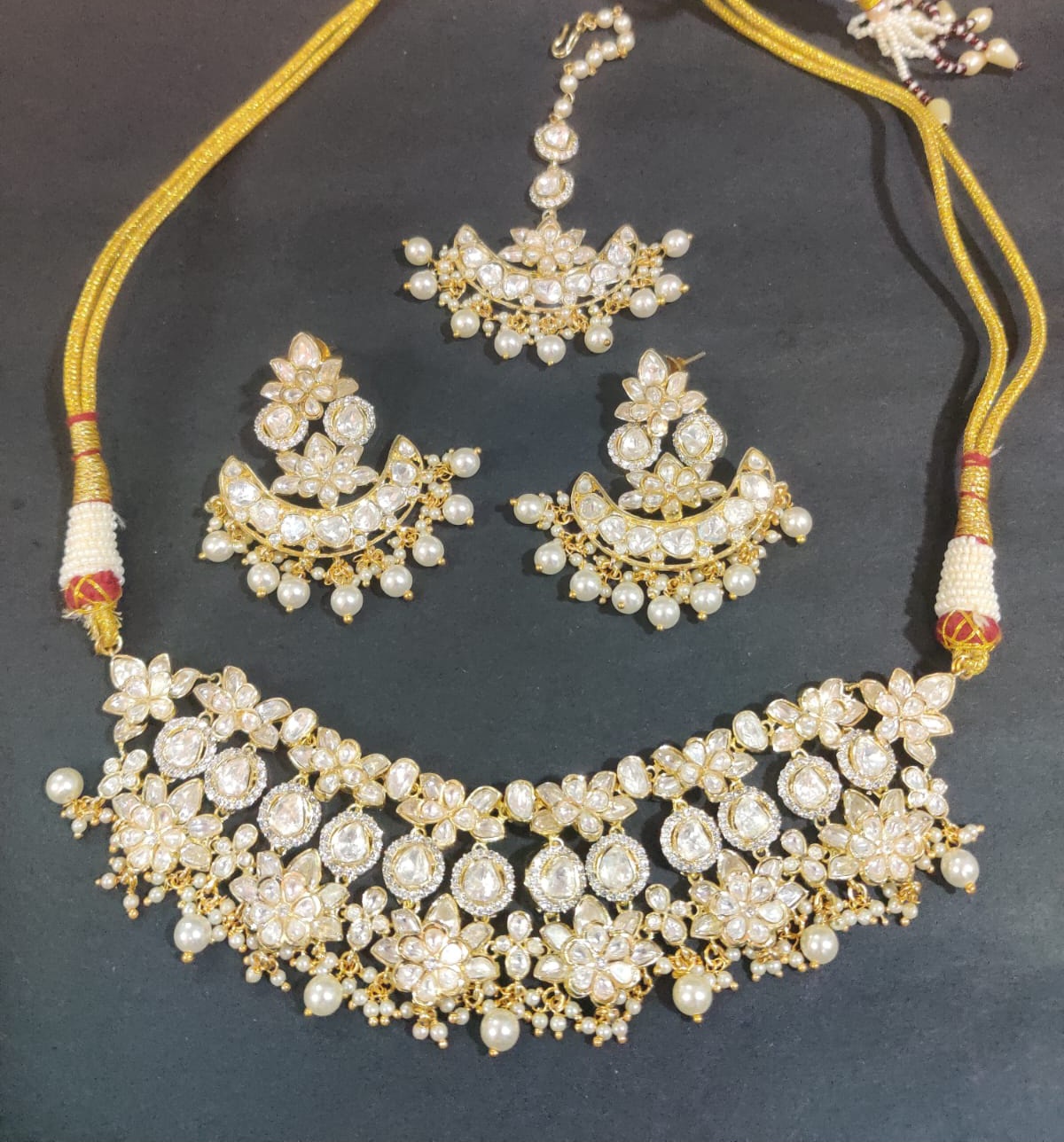 Traditional Pearl and Kundan Jewelry Set