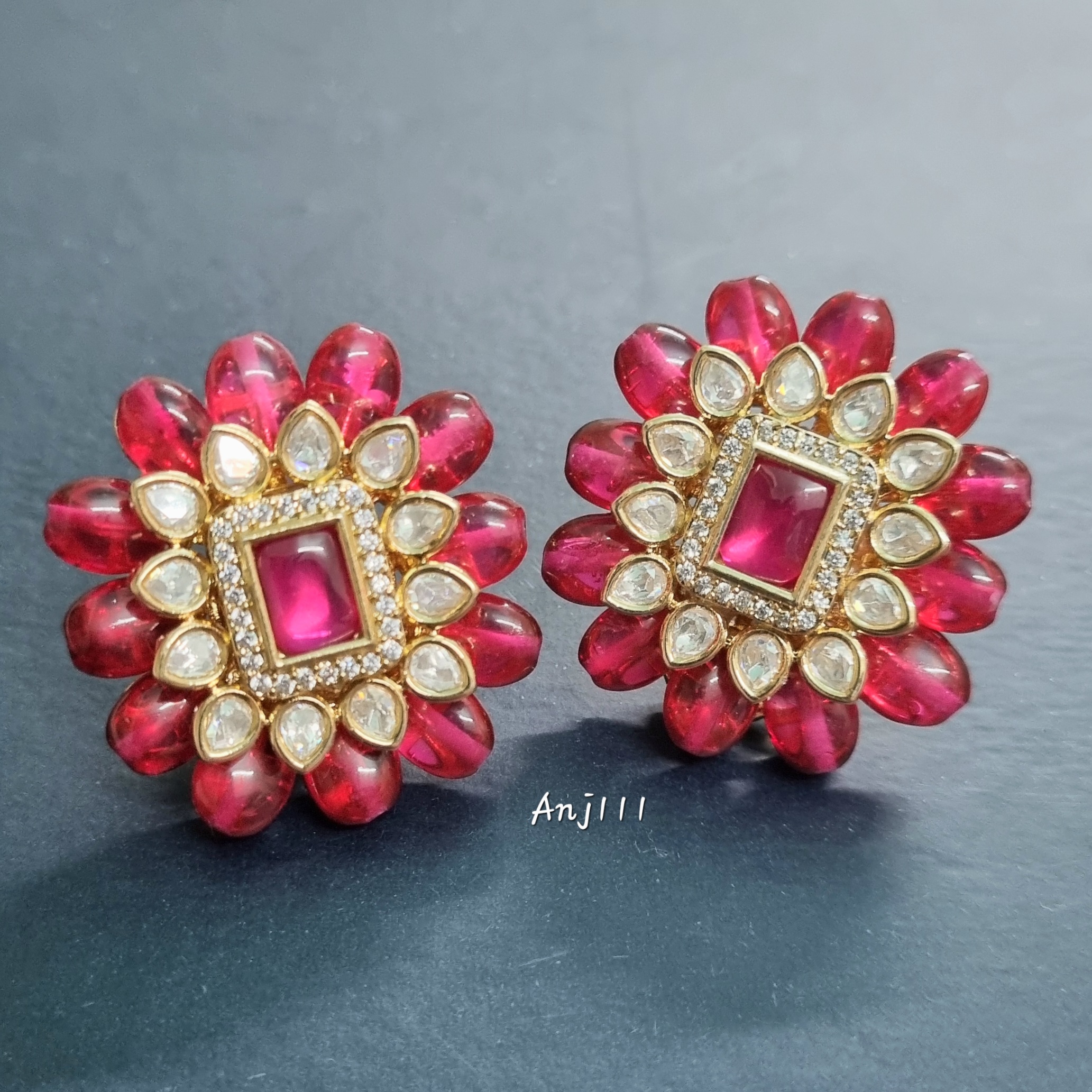 Ruby Floral Stud Earrings