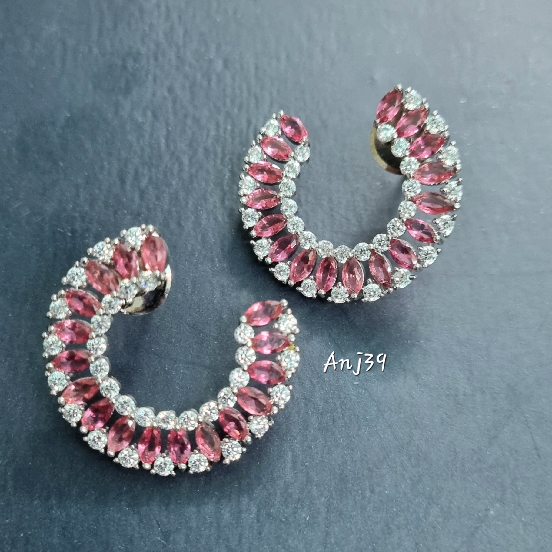 Pink Gemstone Hoop Earrings