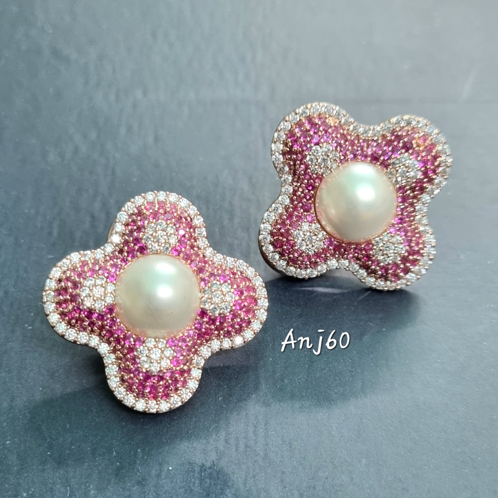 Pearl and Ruby Earrings