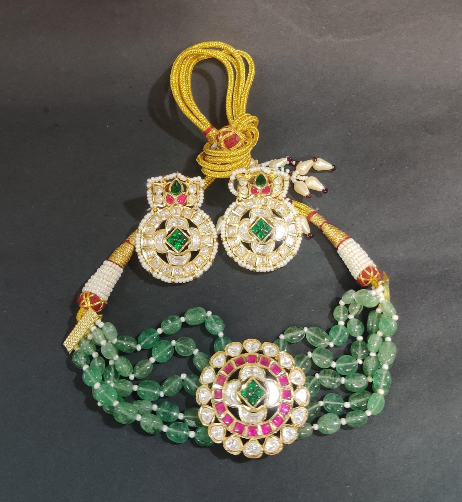 Elegant Green Gemstone Choker Set