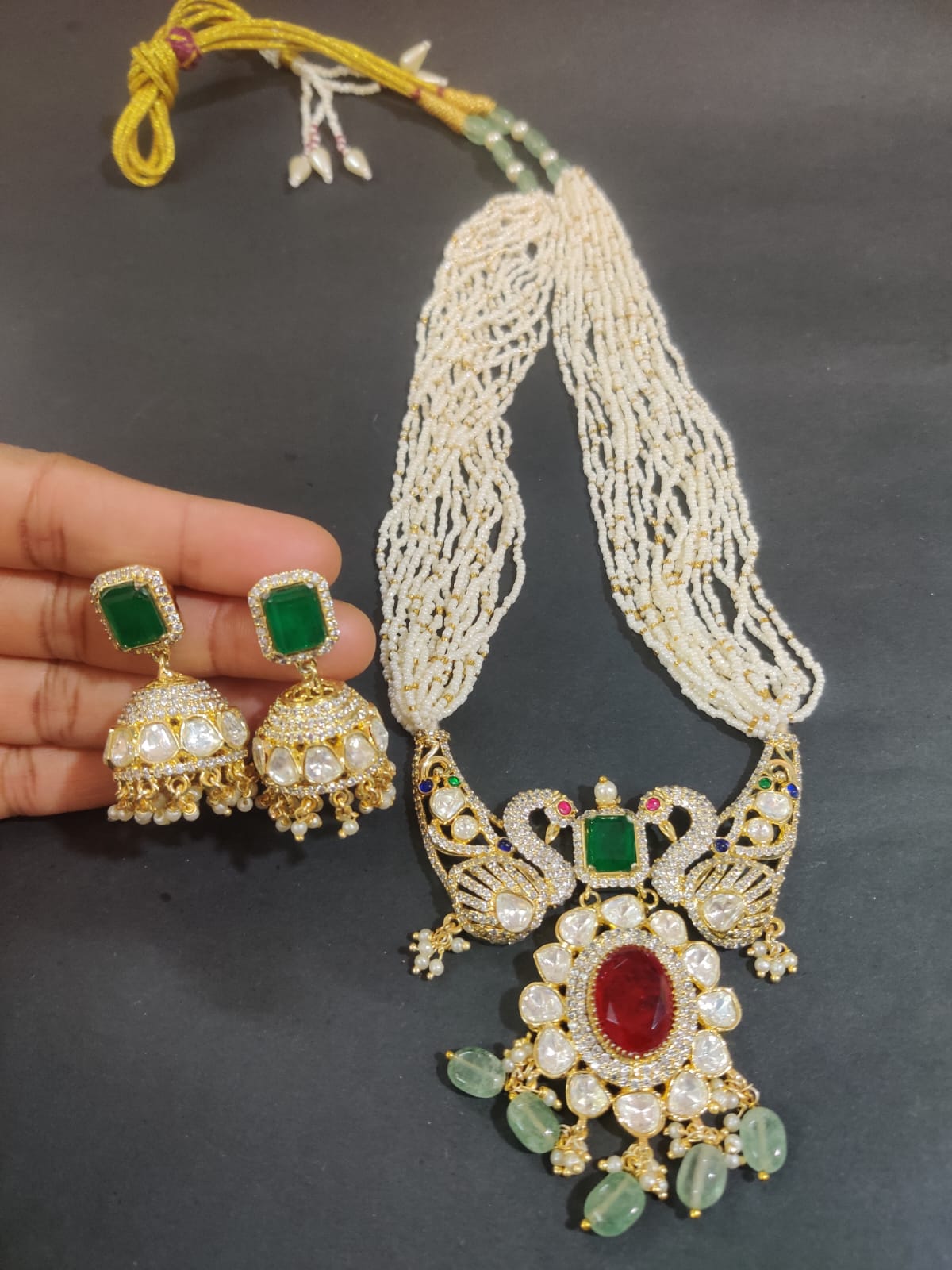 Traditional Moissanite Set with Aventurine