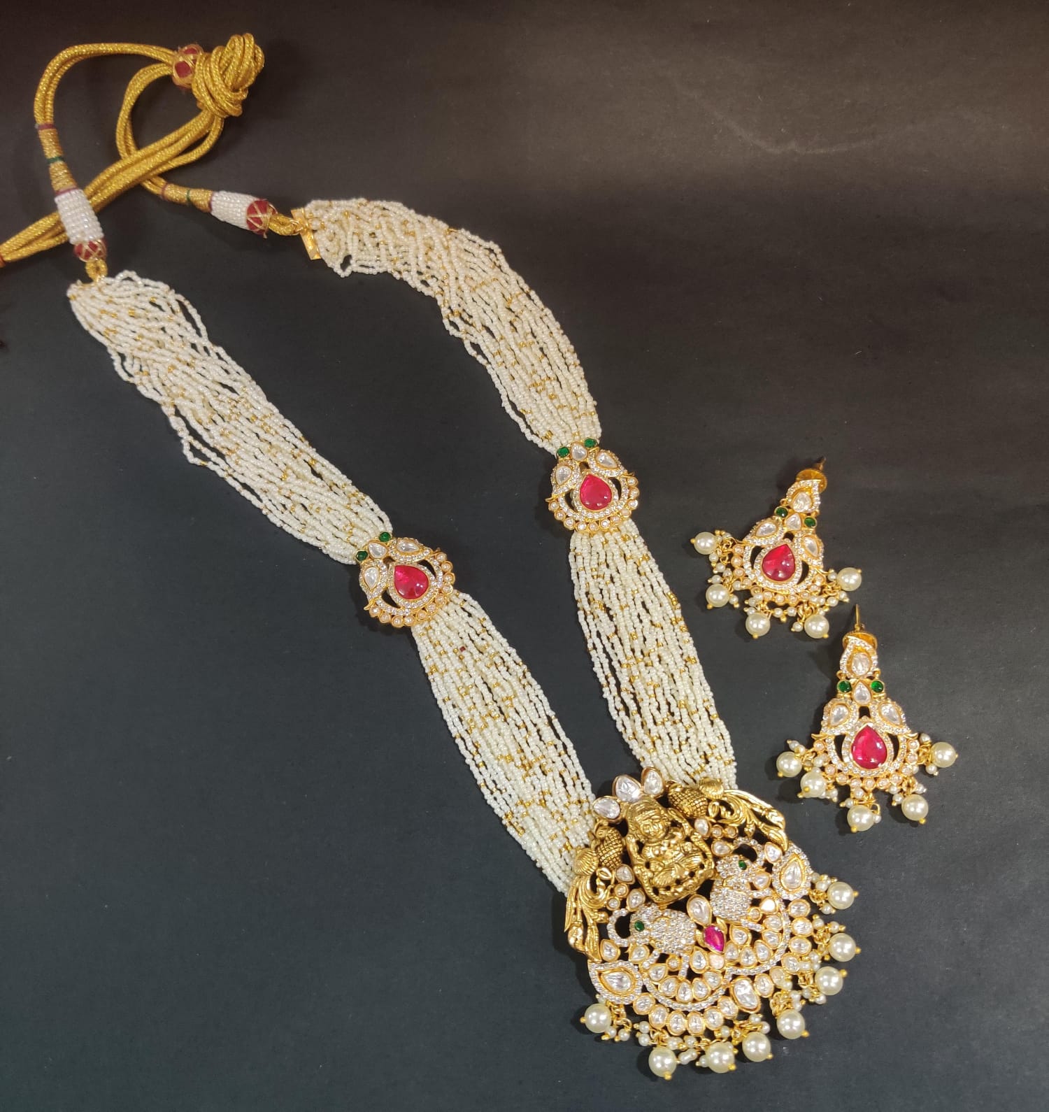 Traditional Temple Moissanite Necklace Set