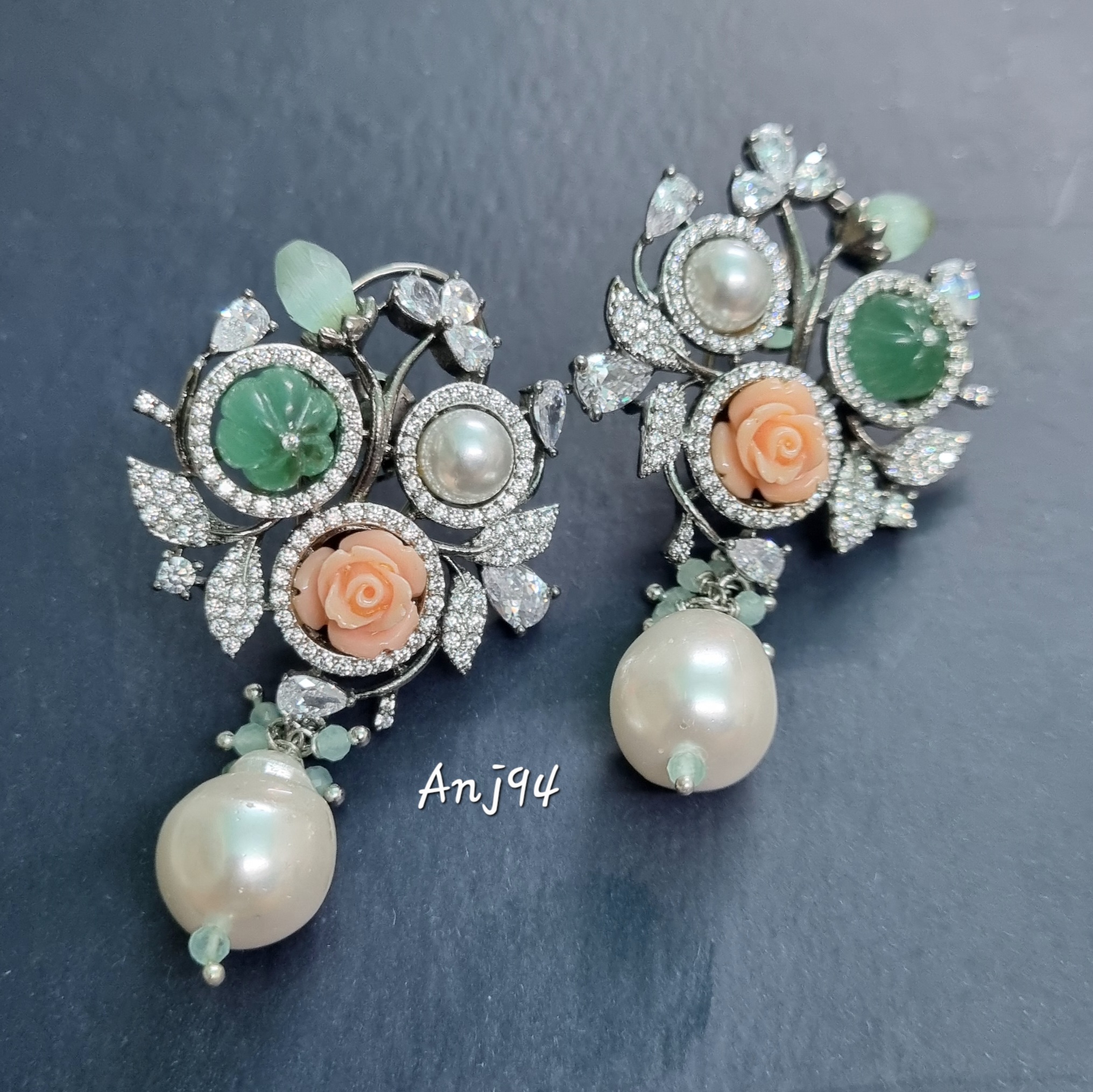 Floral Pearl Drop Earrings