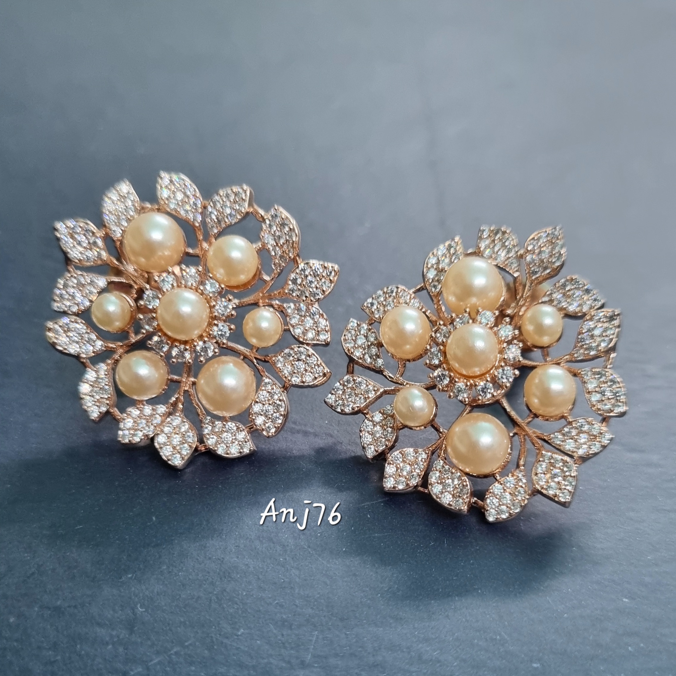 Elegant Pearl and Diamond Floral Earrings