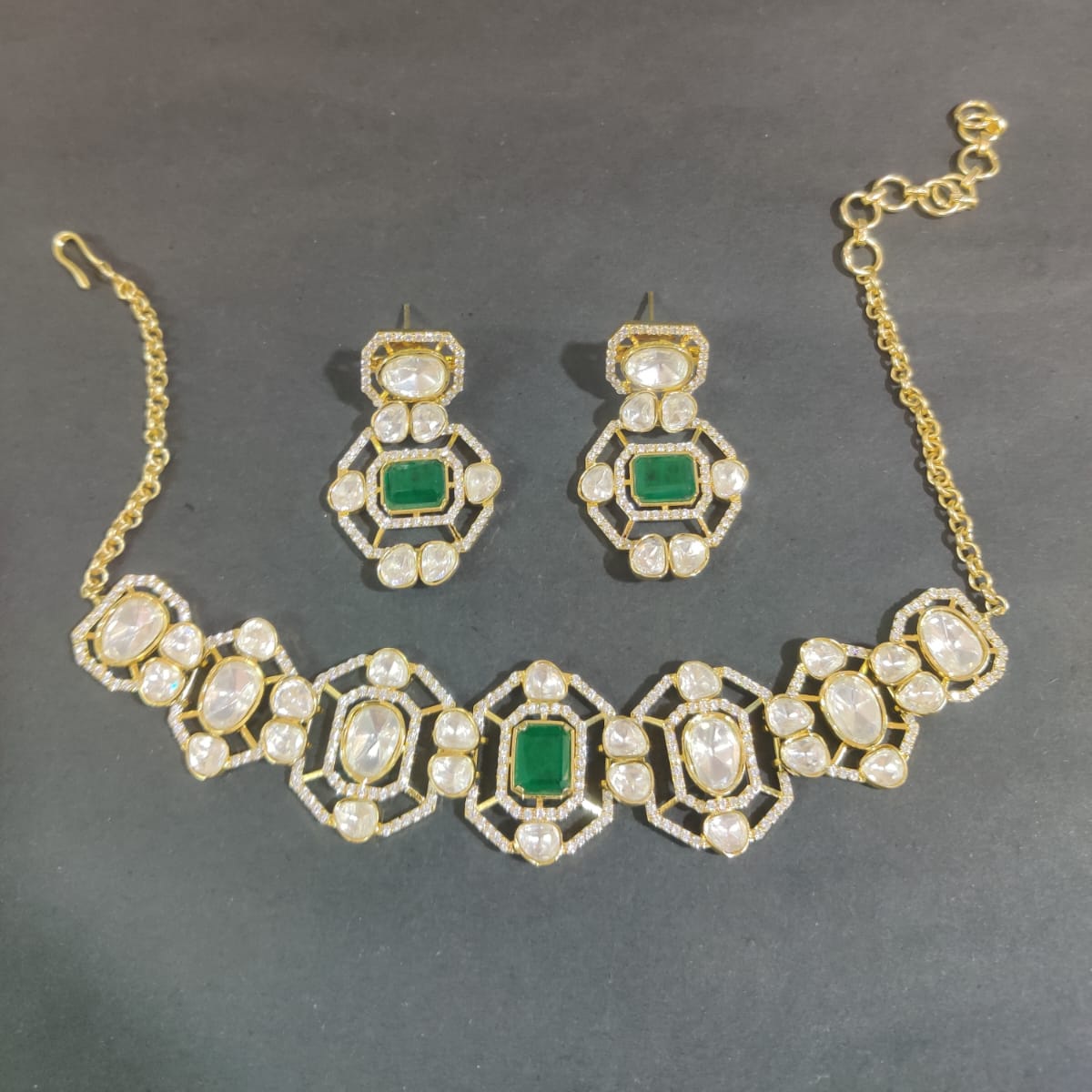Elegant Gold-Plated Necklace and Earring Set