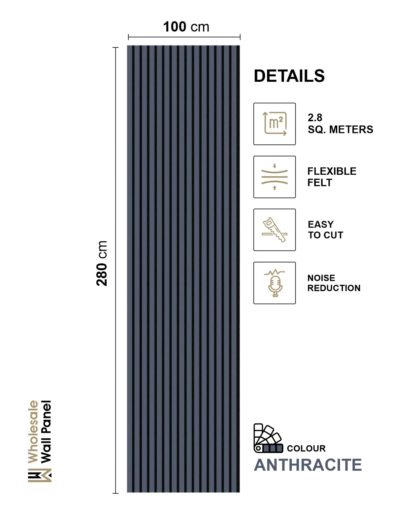 Acoustic Wall Panel Anthracite 