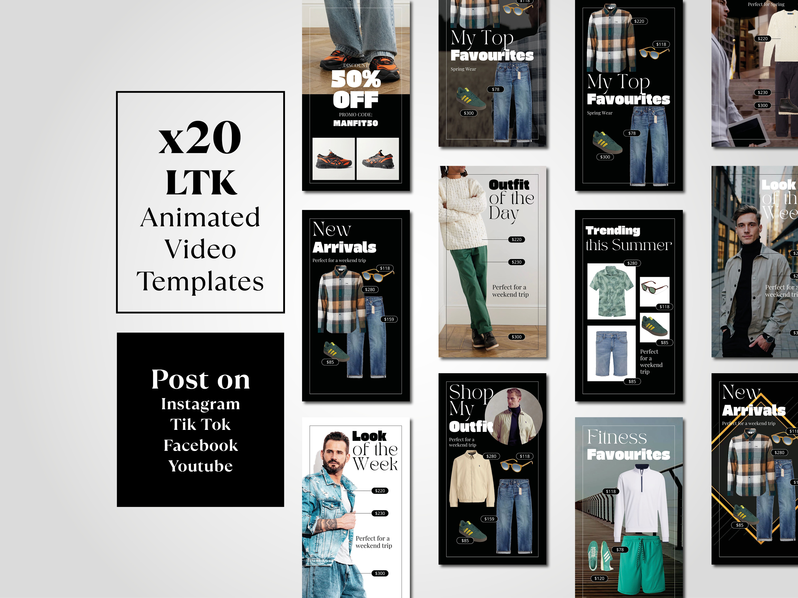 Influencer Video Templates - Men's Style BLACK