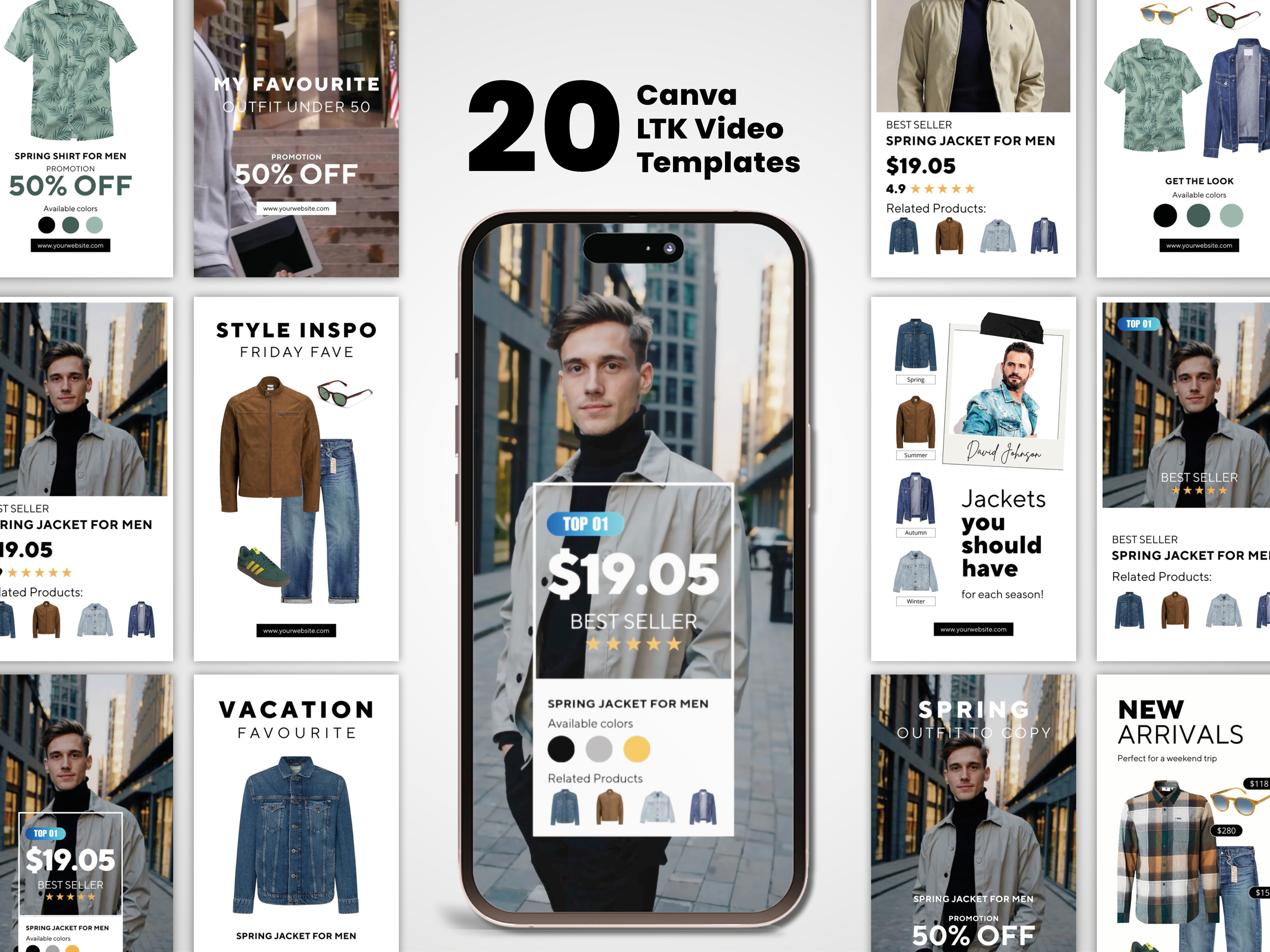 Influencer Video Templates – Men's Style WHITE