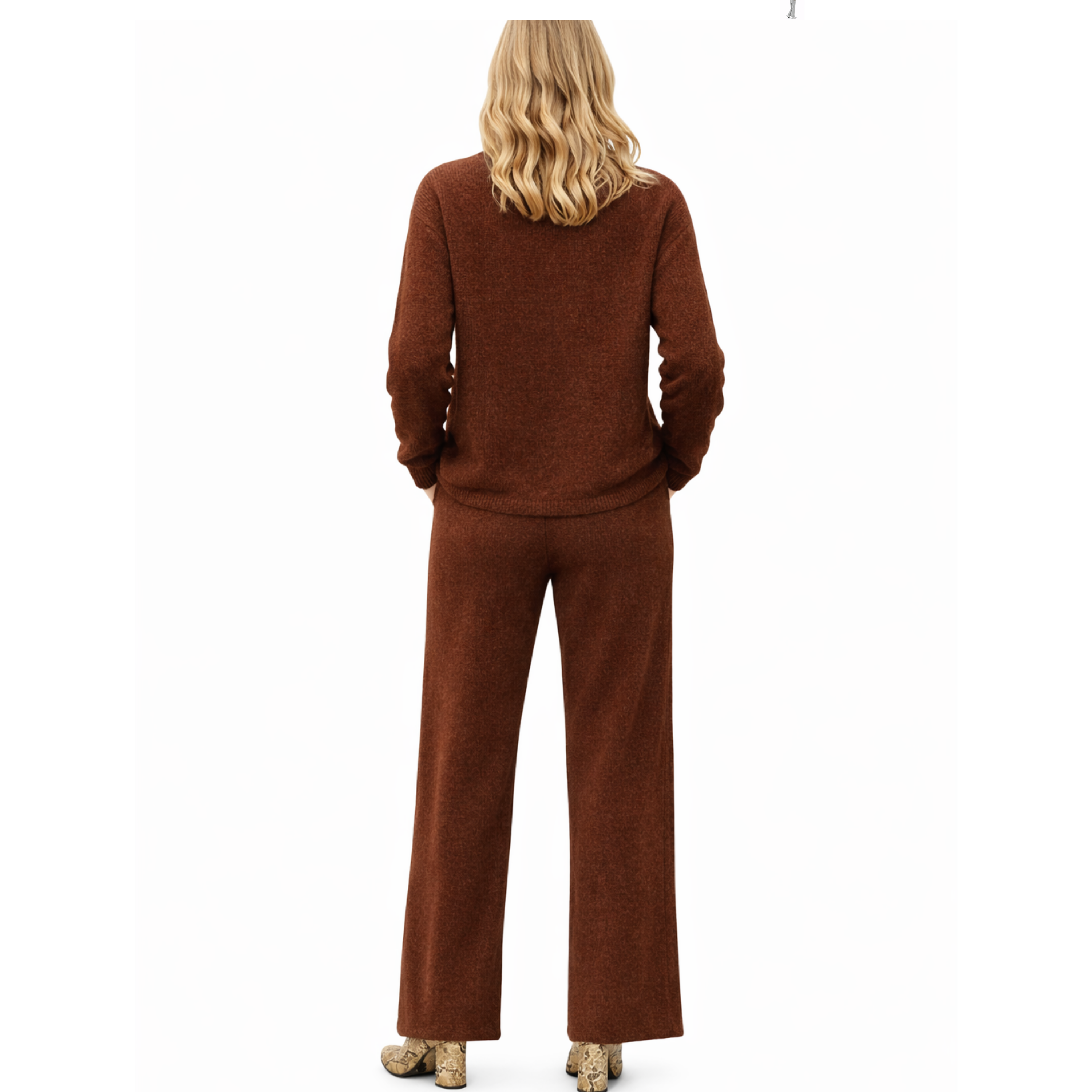 Brown Knit Loungewear Set