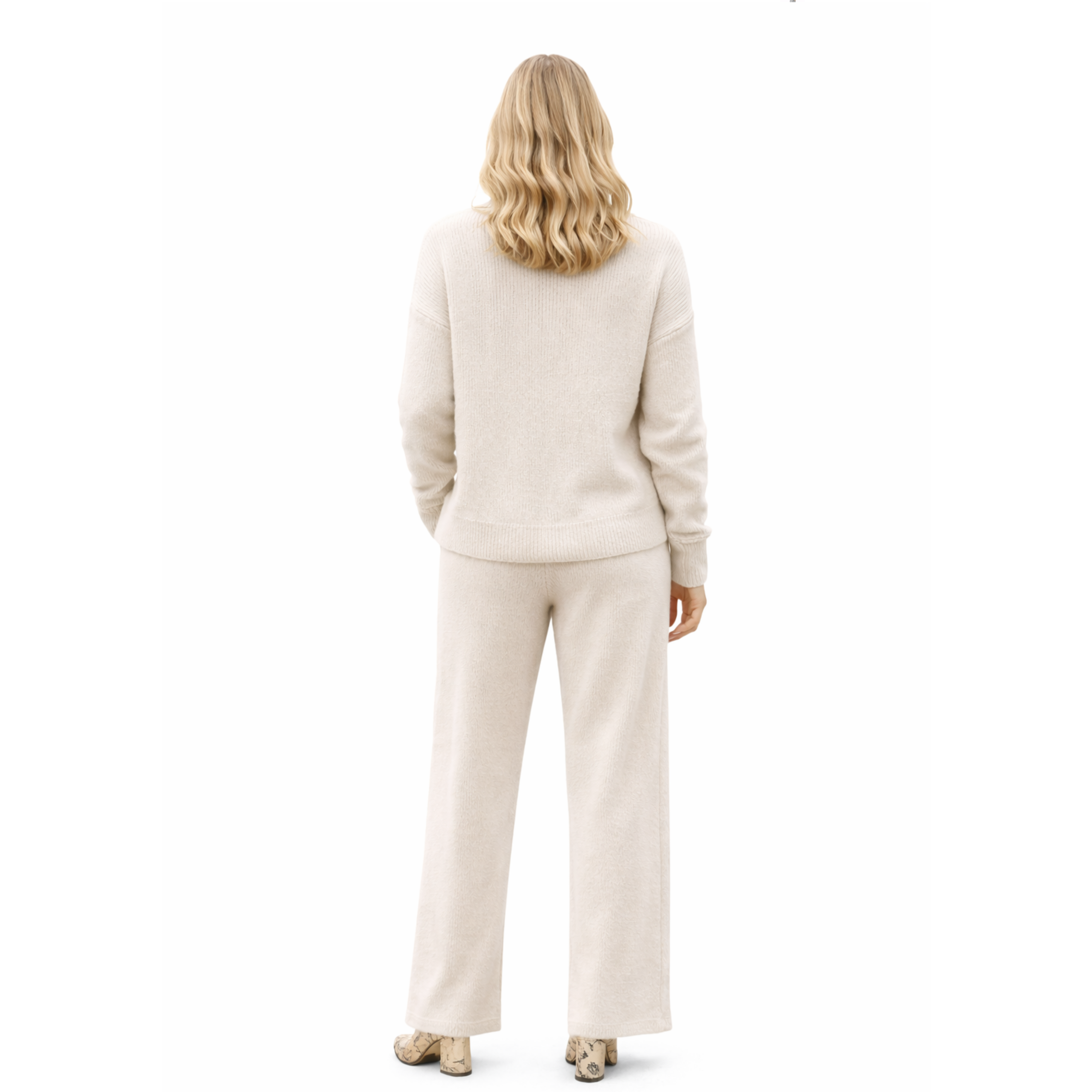 Beige Knit Lounge Set