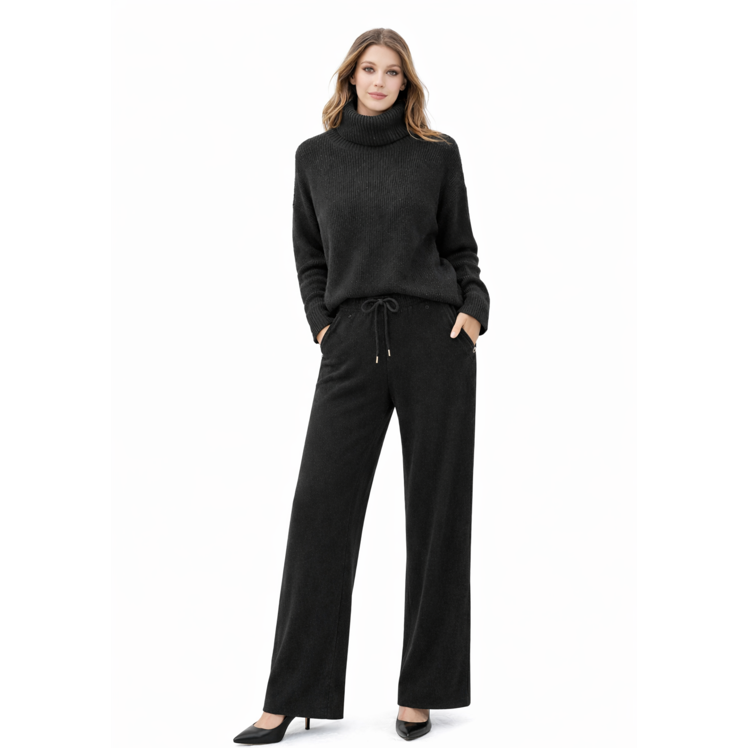 Women's Black Knit Lounge Set