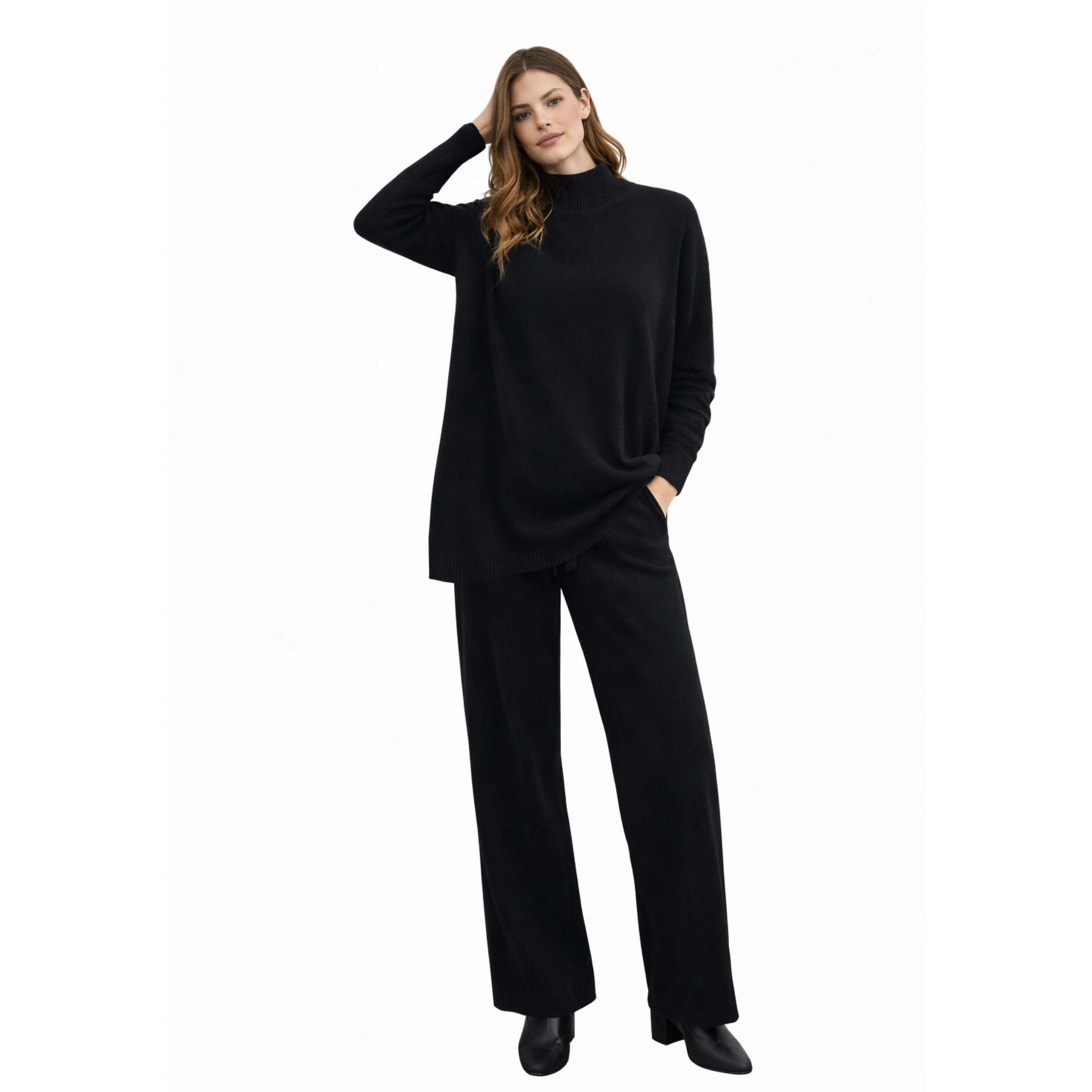 Black knit loungewear set