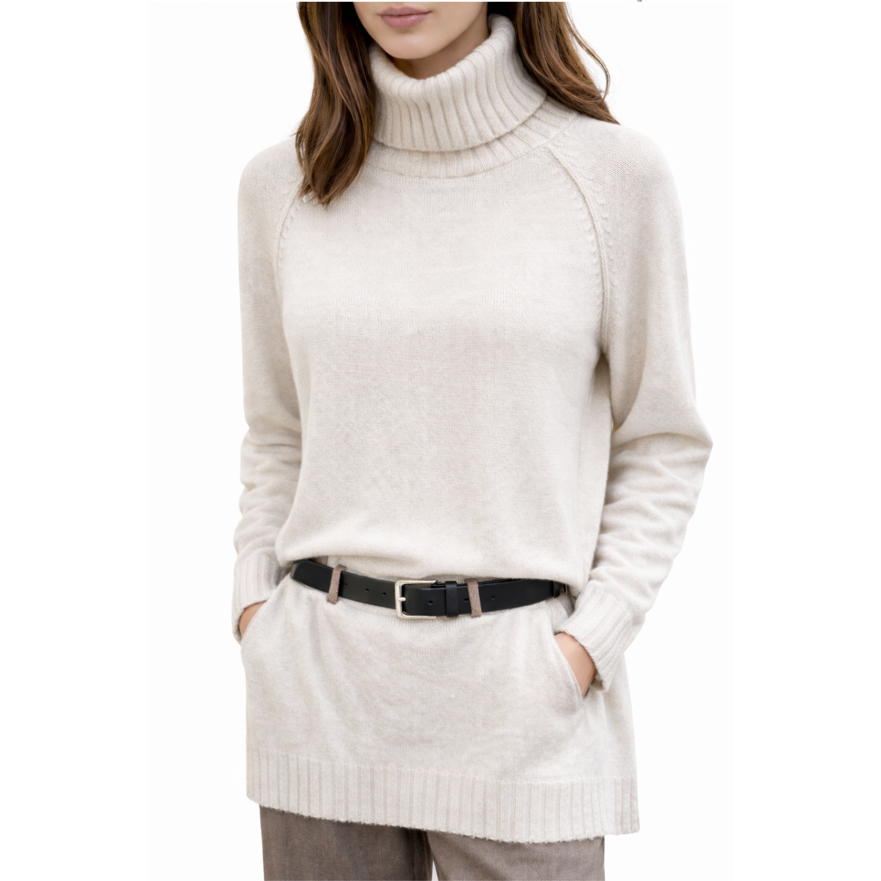 Ivory turtleneck sweater