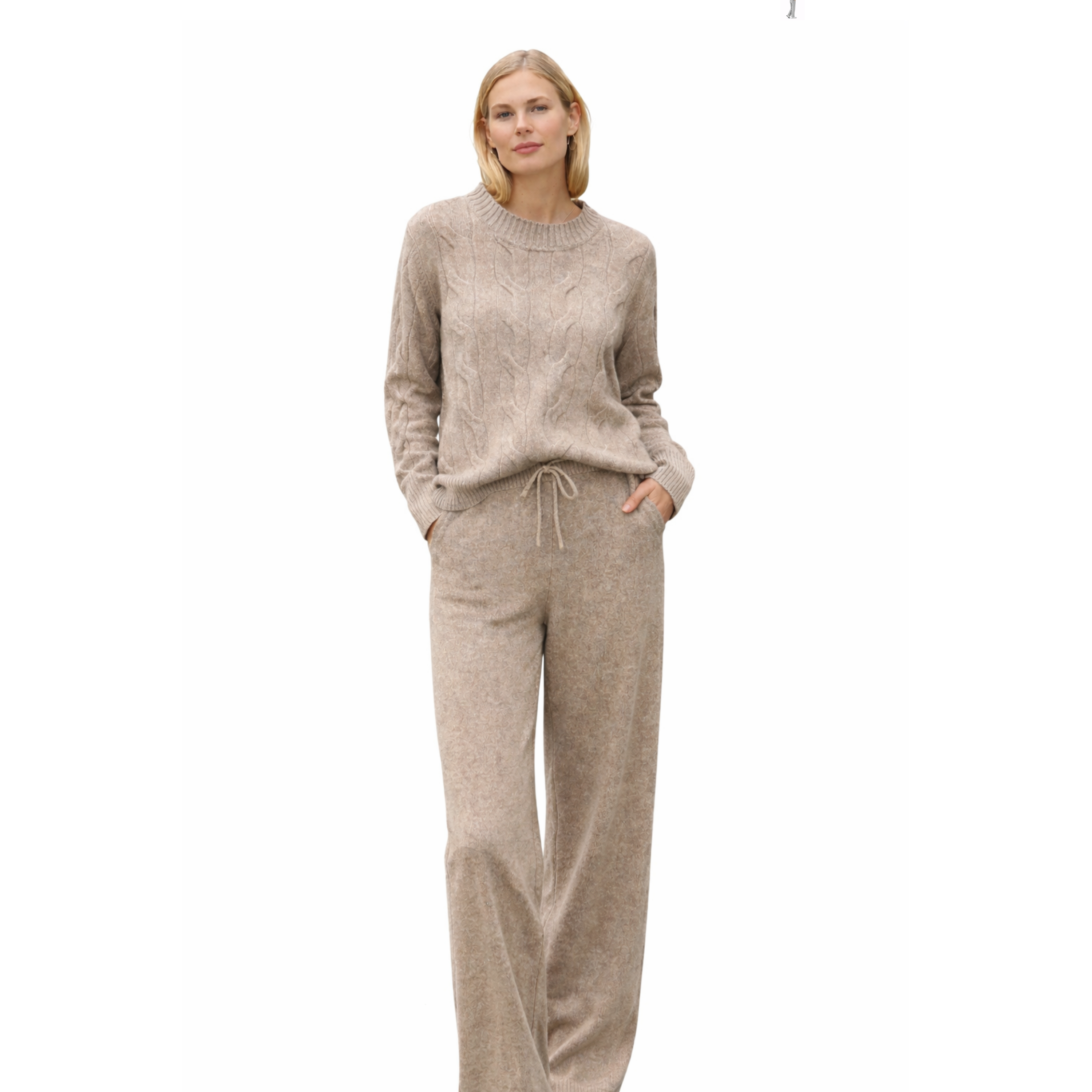 “Cashmere sweater and pants set”