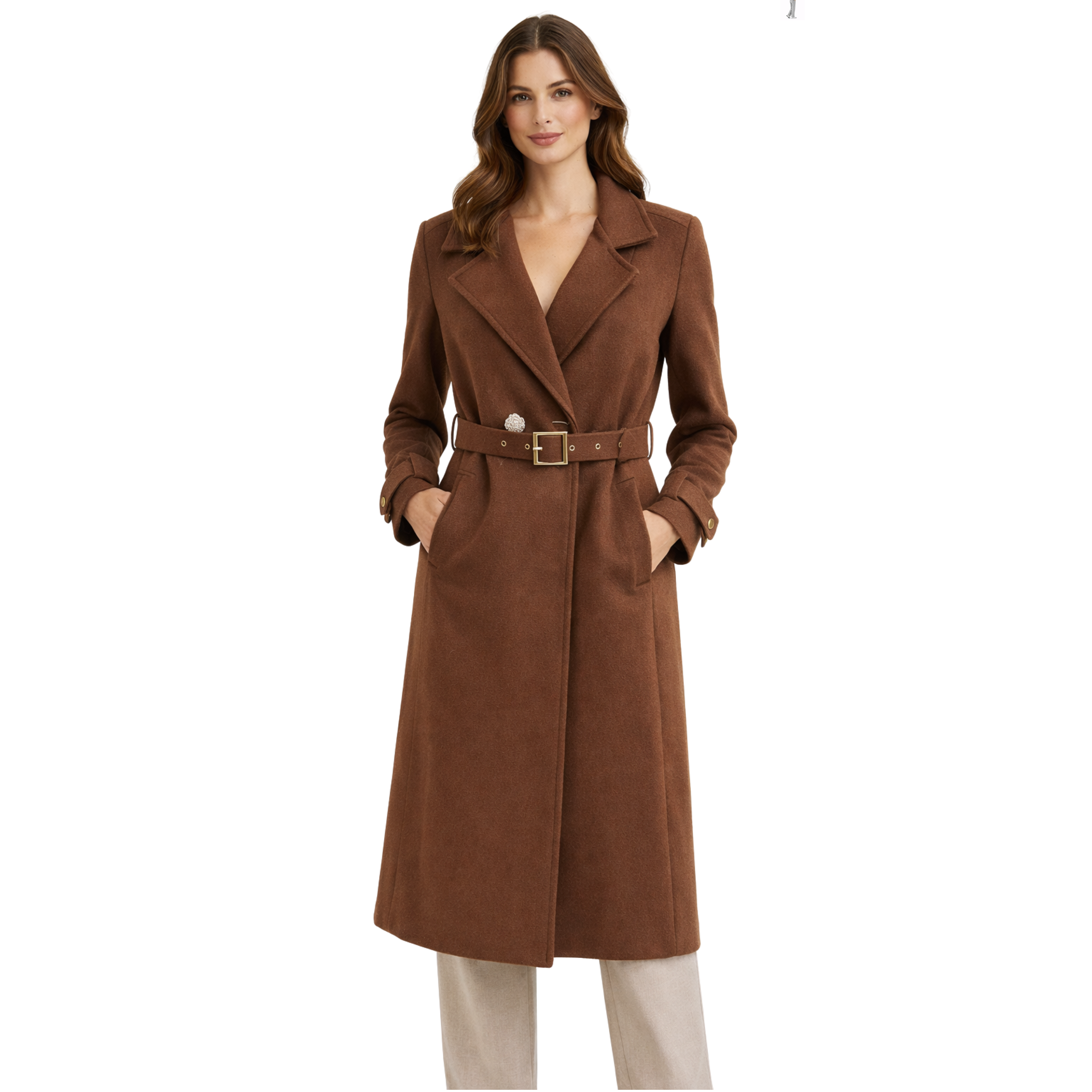 Cappotto lungo marrone donna