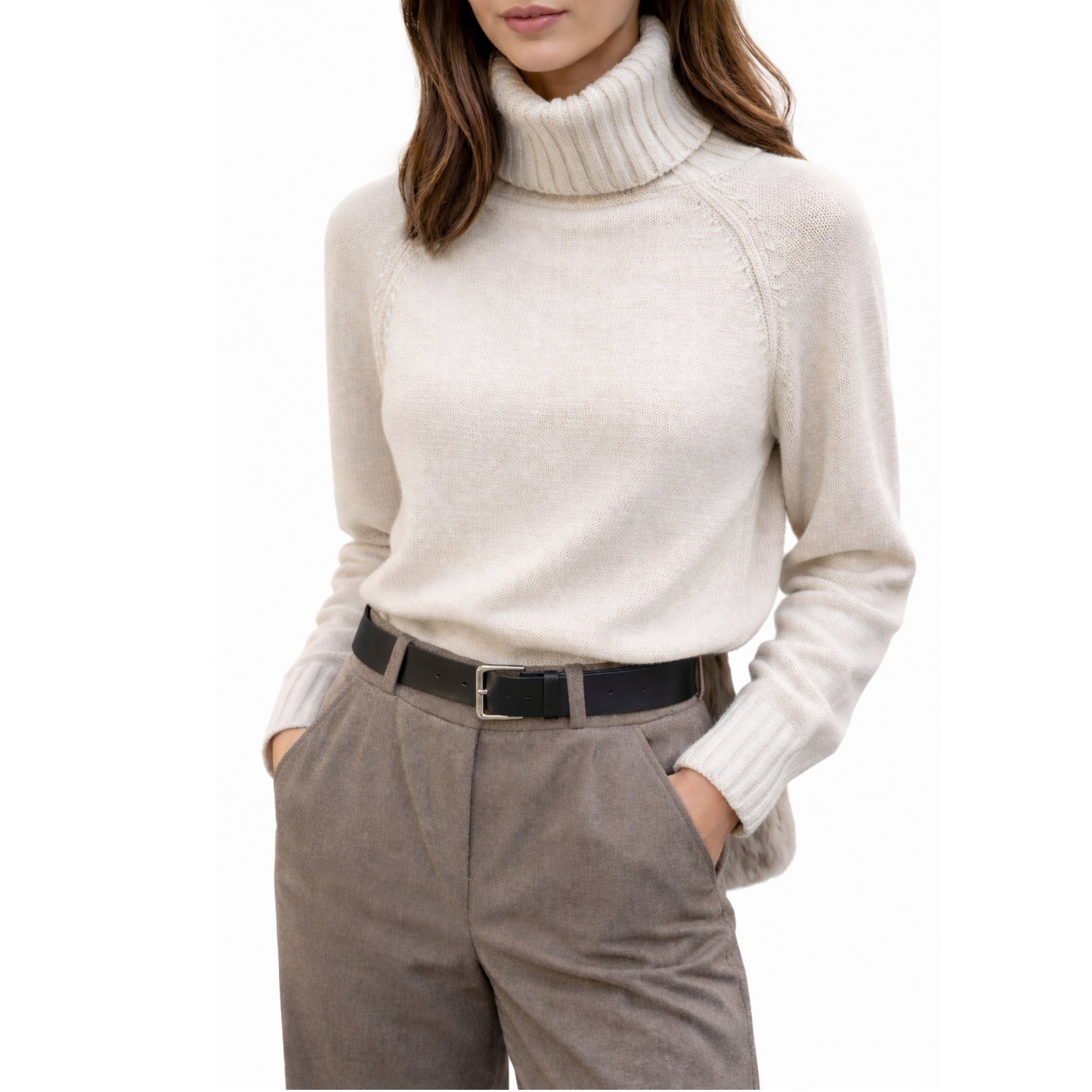Ivory turtleneck sweater