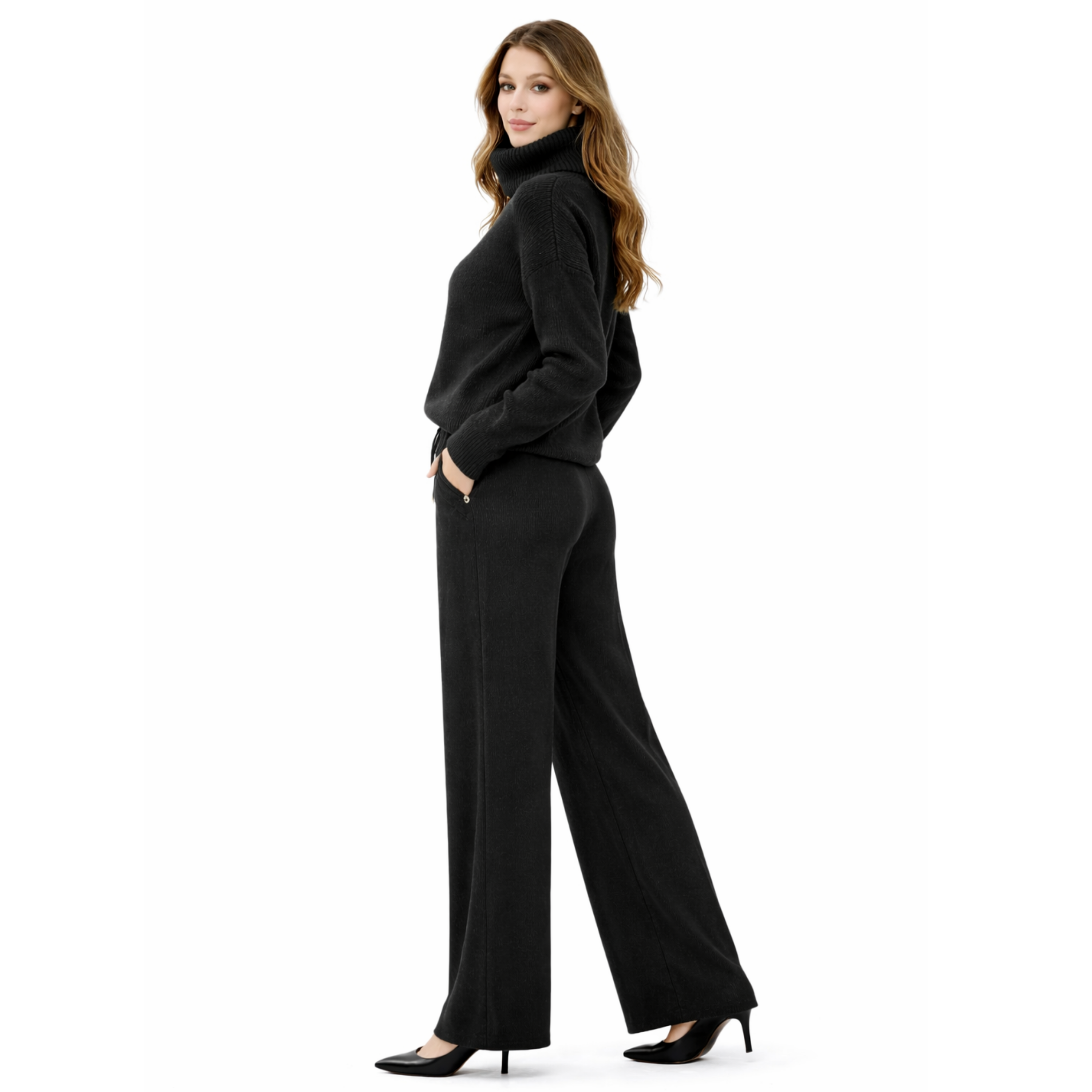 Women's Black Knit Lounge Set