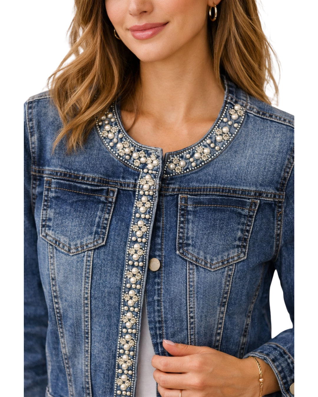 Giacca di jeans con perle