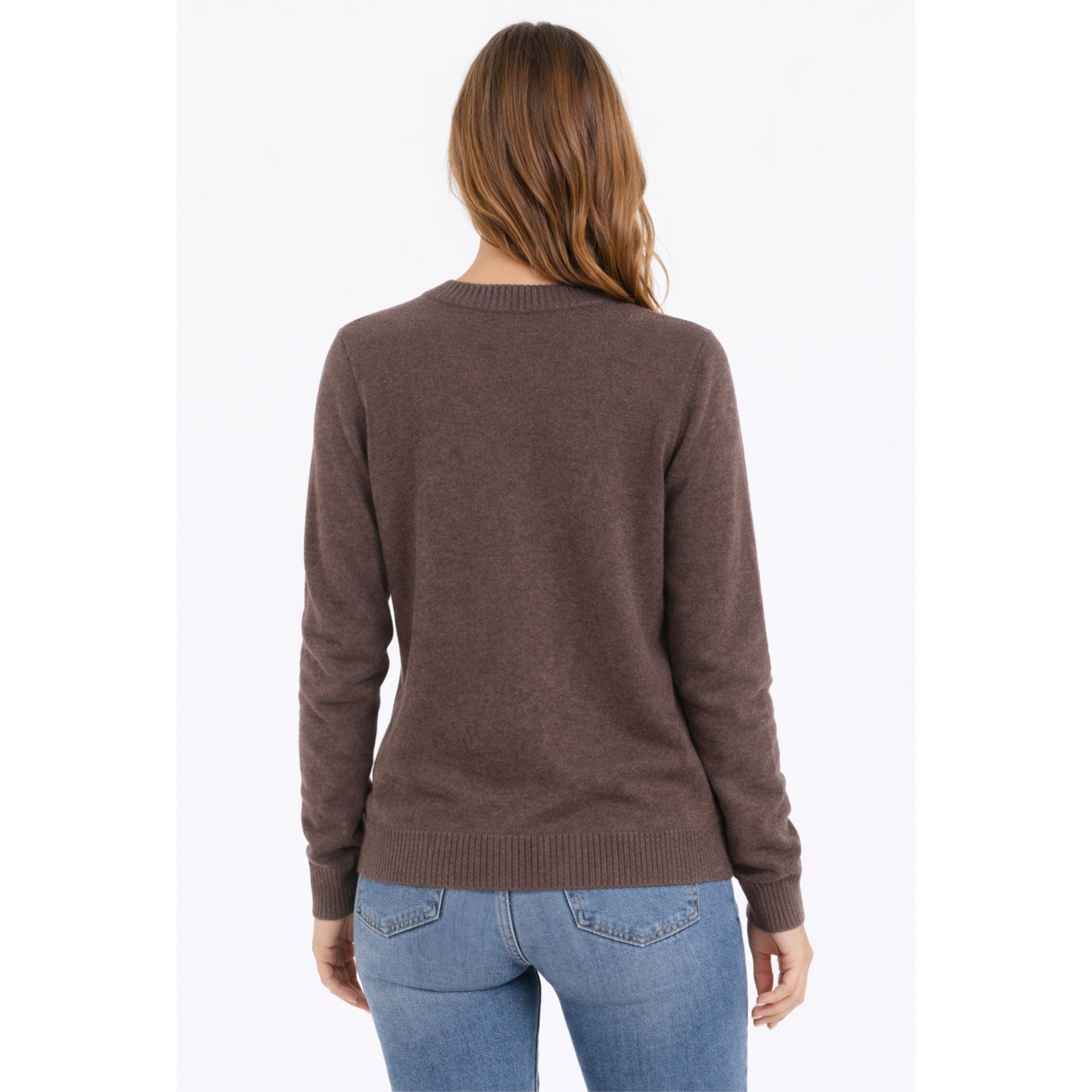 Maglione Marrone con ricamo Floreale