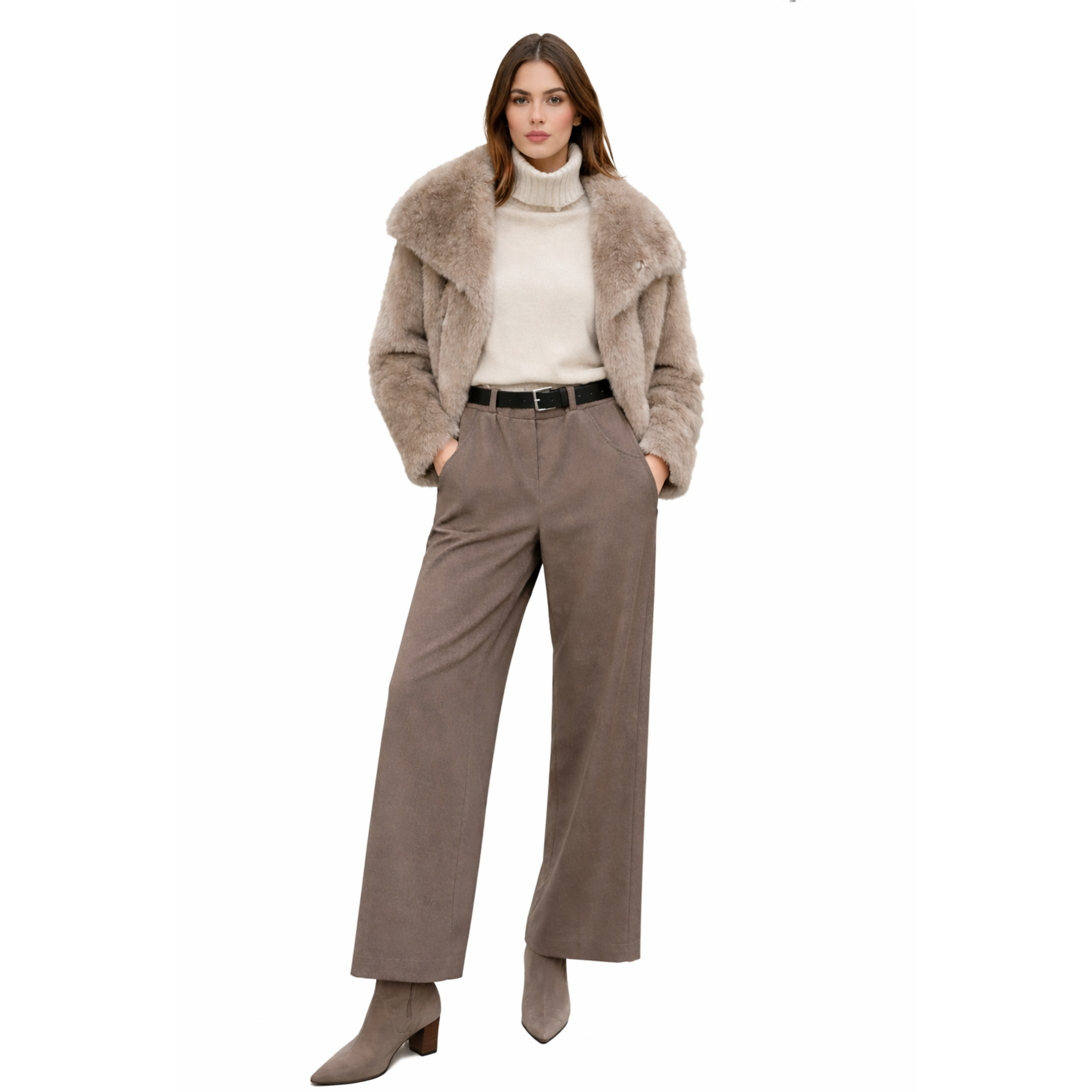 Taupe faux fur jacket