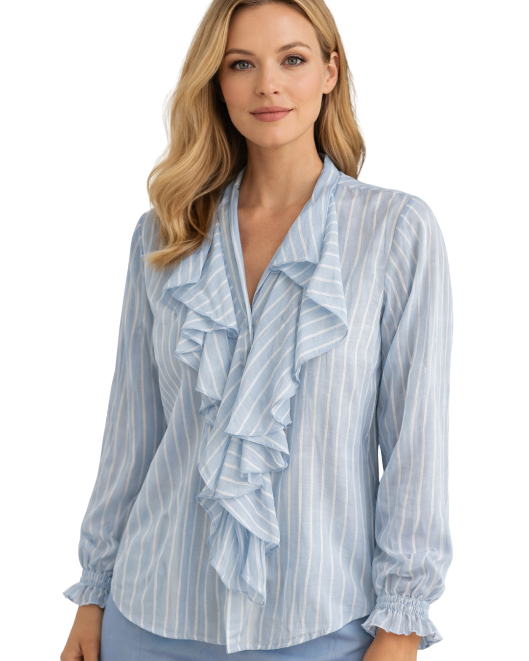 Camicia a righe con volant