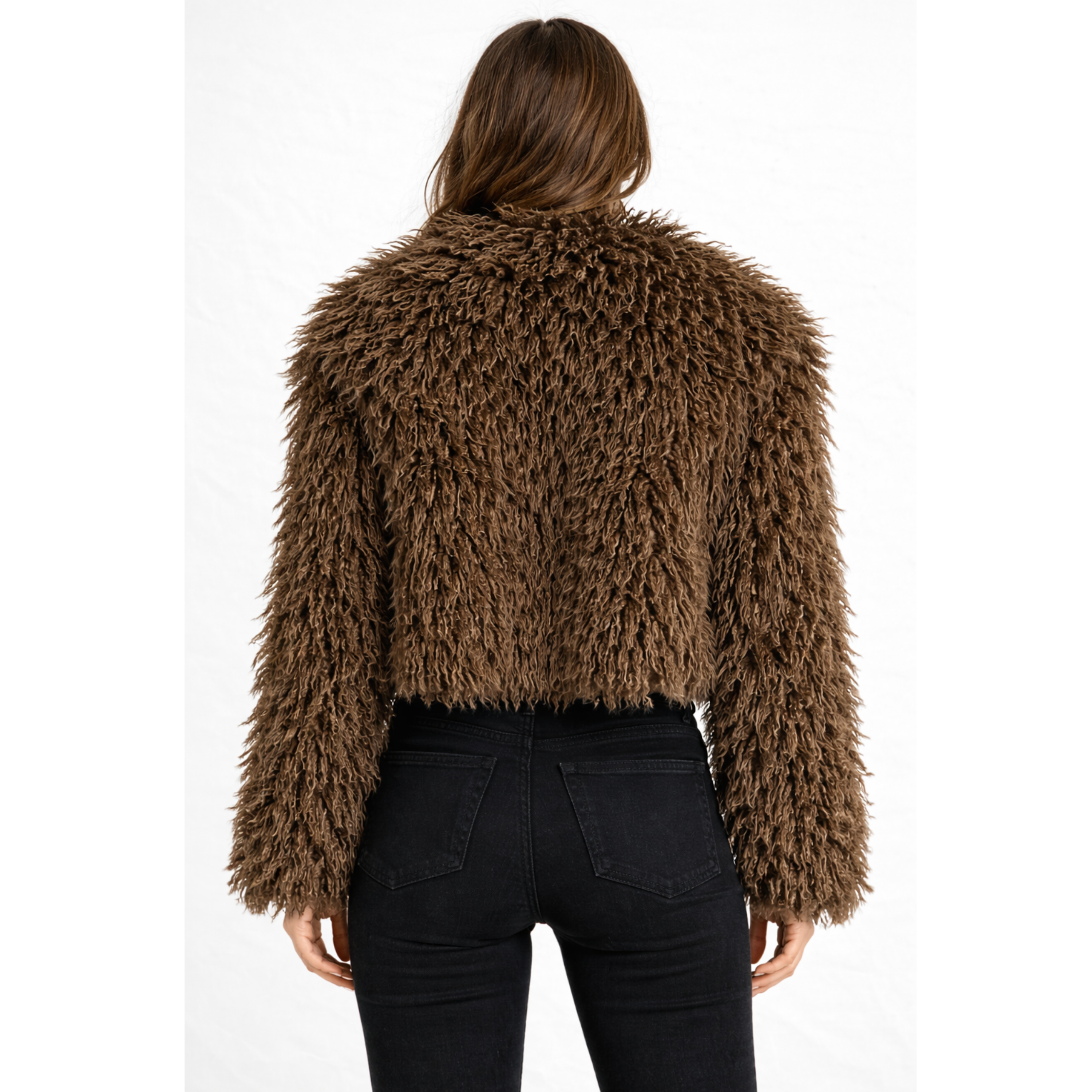 Brown faux fur jacket