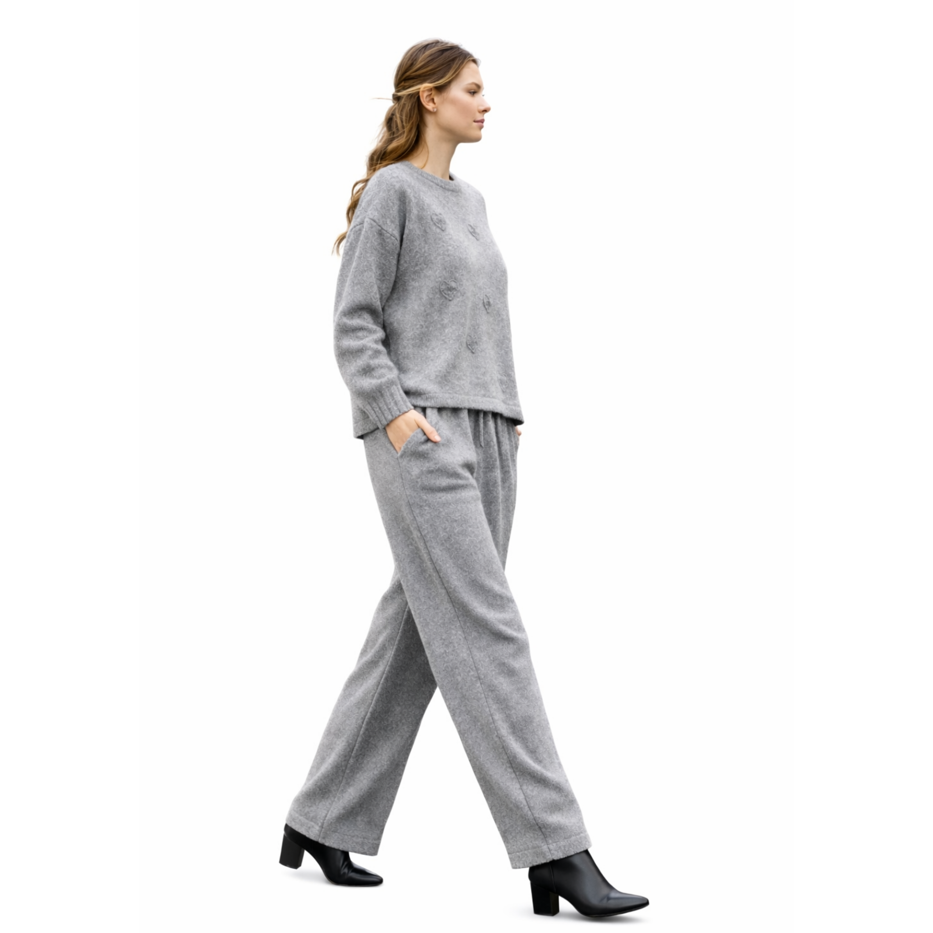 Women's Grey Knit Lounge Set