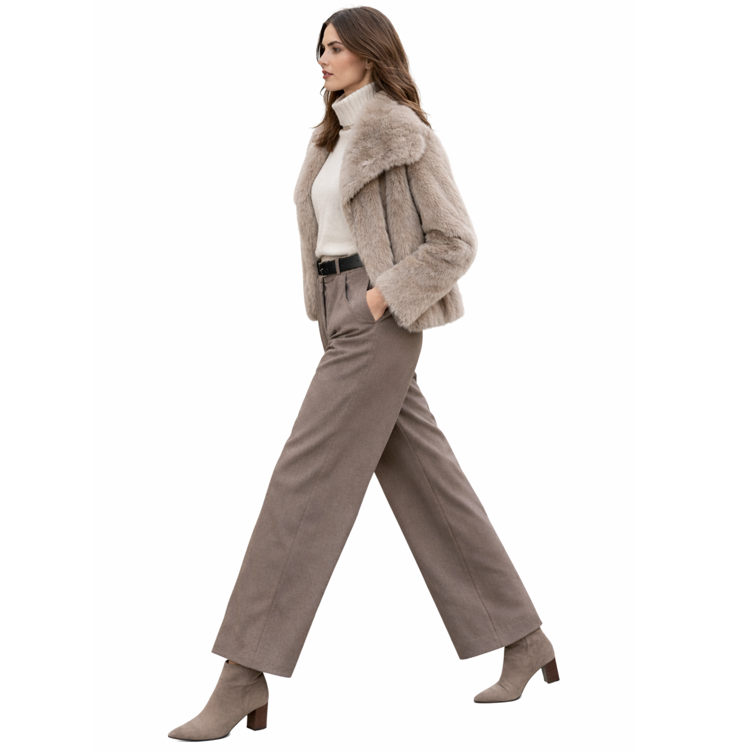 Taupe faux fur jacket