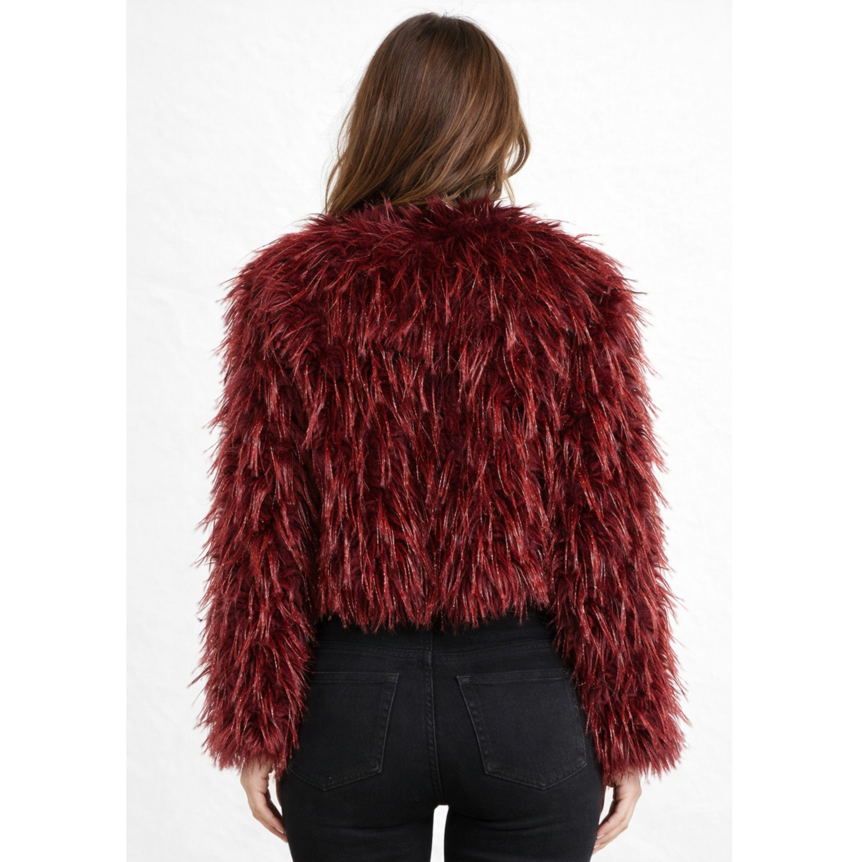 Burgundy Faux Fur Jacket