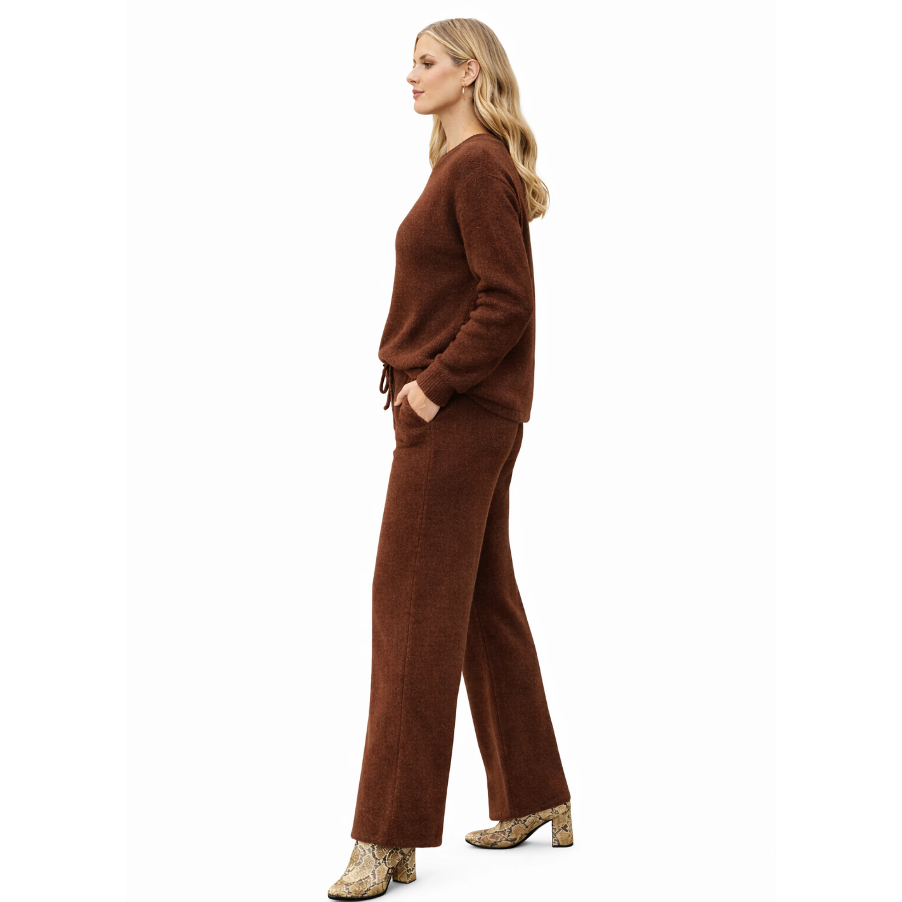 Brown Knit Loungewear Set