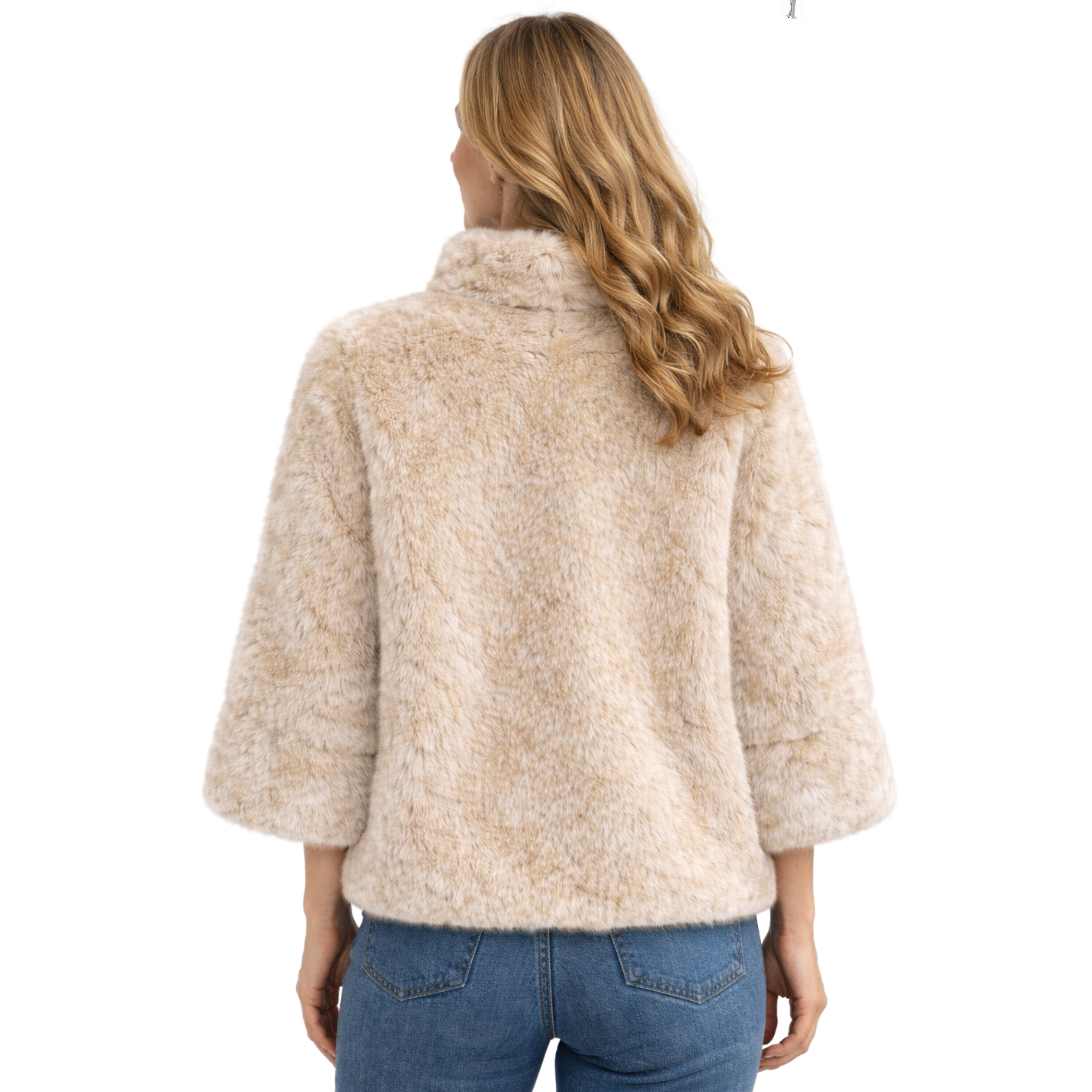 Giacca in eco-pelliccia beige