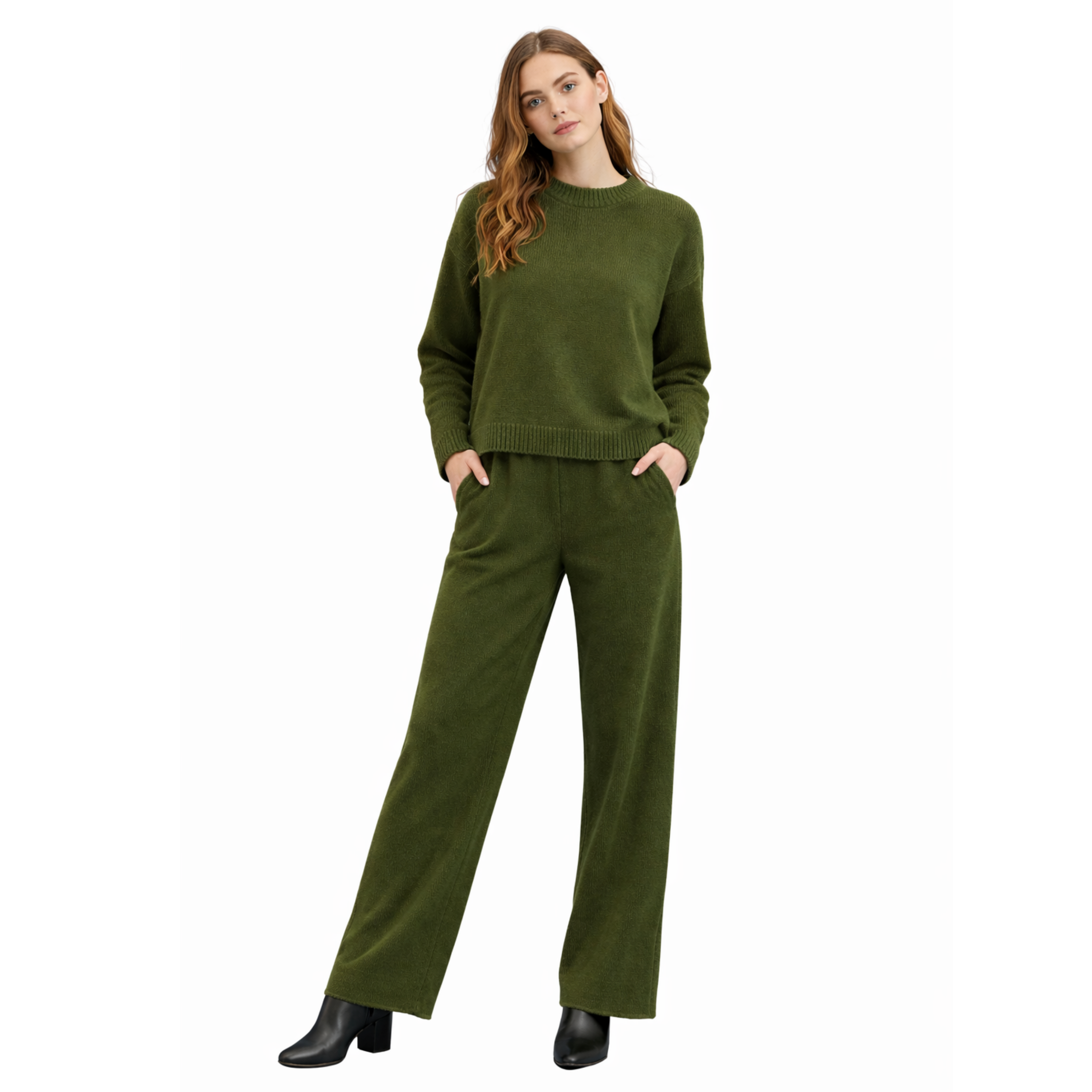 Olive Green Knit Lounge Set