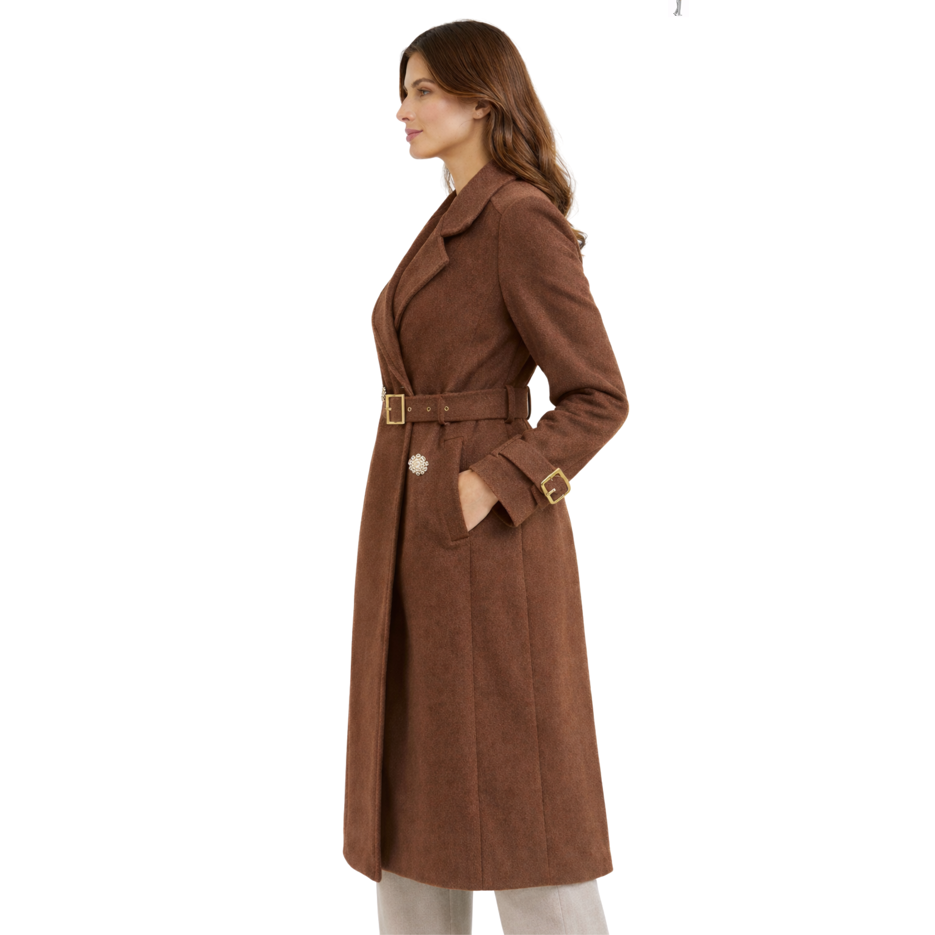 Cappotto lungo marrone donna