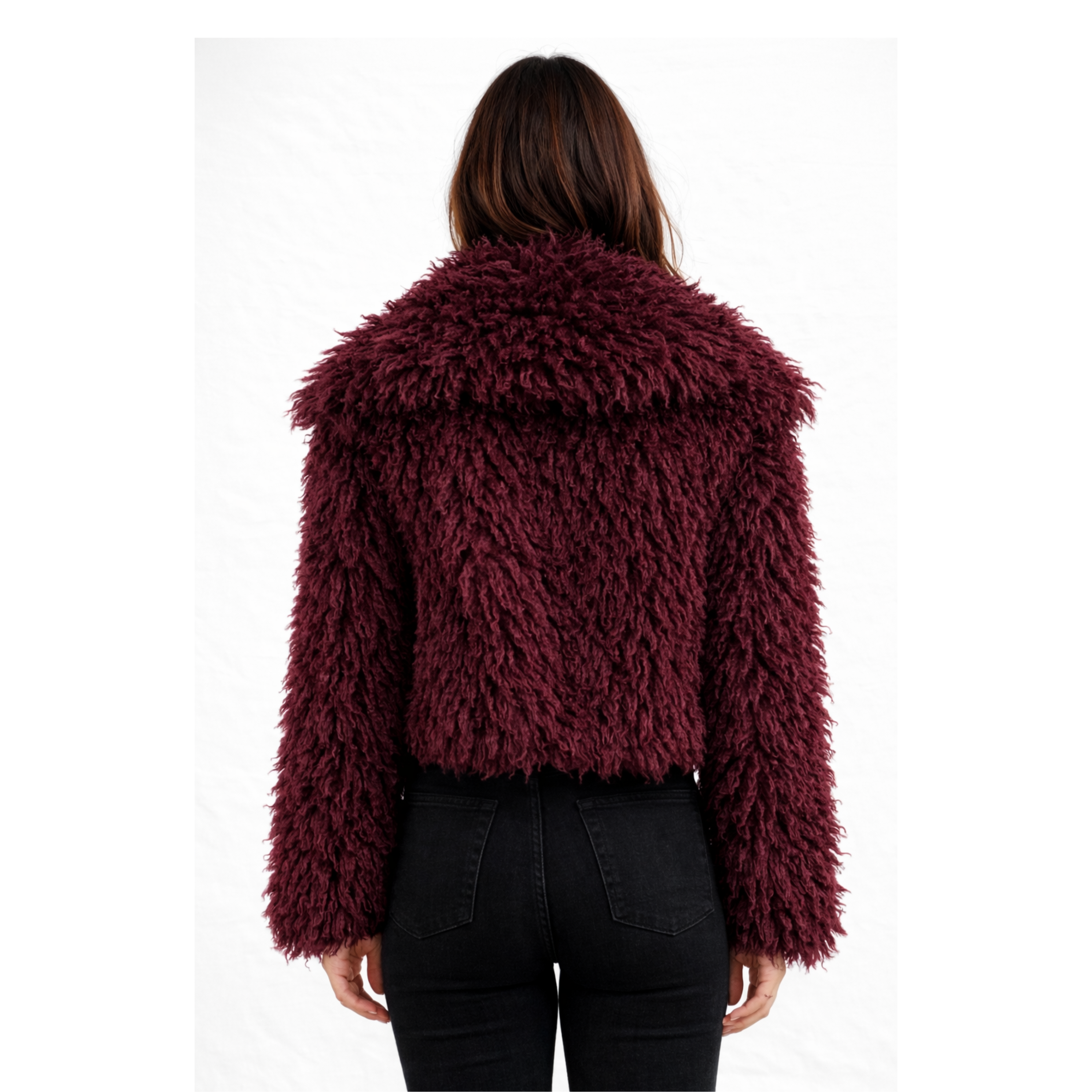 Burgundy Faux Fur Jacket